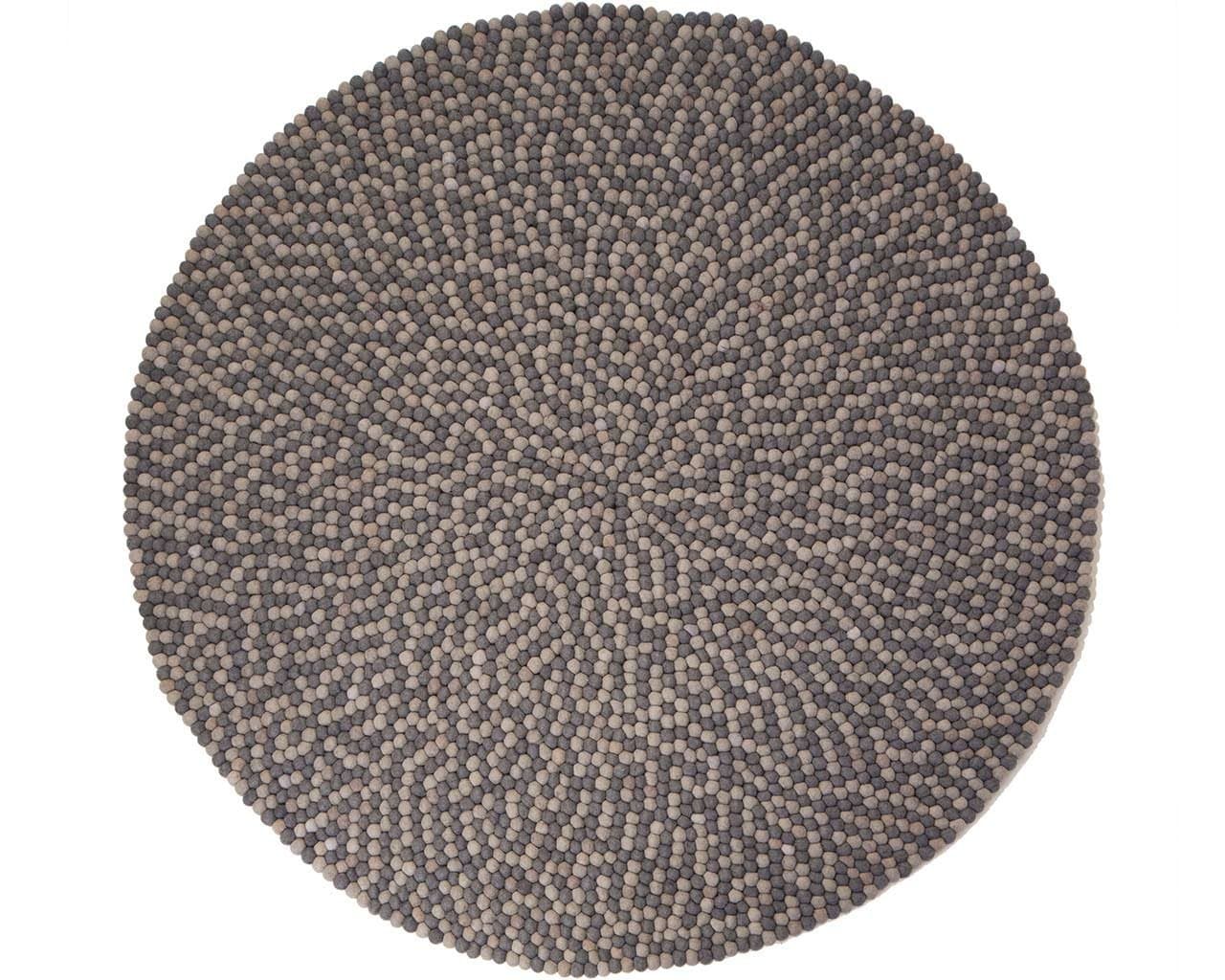 Sukhi Aruna - Round:Double Grey Round Indian Carpet Felted Balls Interior Design (300cm / 9' 10'')