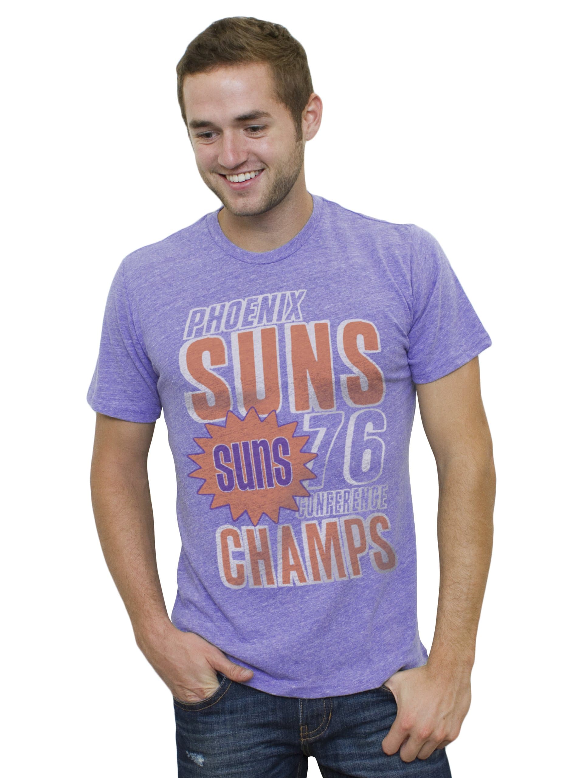 NBA Phoenix Suns Men's Vintage Tri-Blend Short Sleeve Crew T-Shirt, Grape Soda