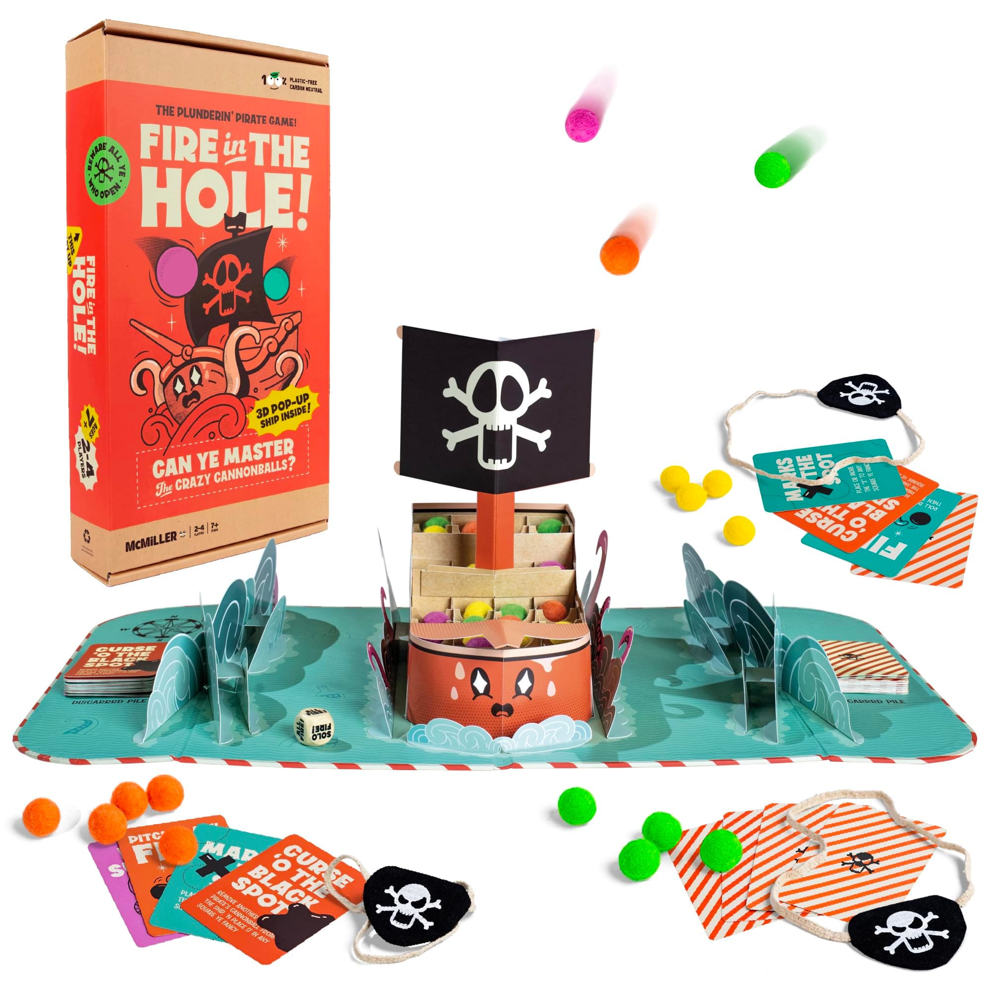 Fire in The Hole – Hilarious Pirate Game for Kids & Families | Ages 6+, 2–4 Players | Toss & Line-Up Cannonballs to Win | Easy to Learn, Quick to Play, Great Gift