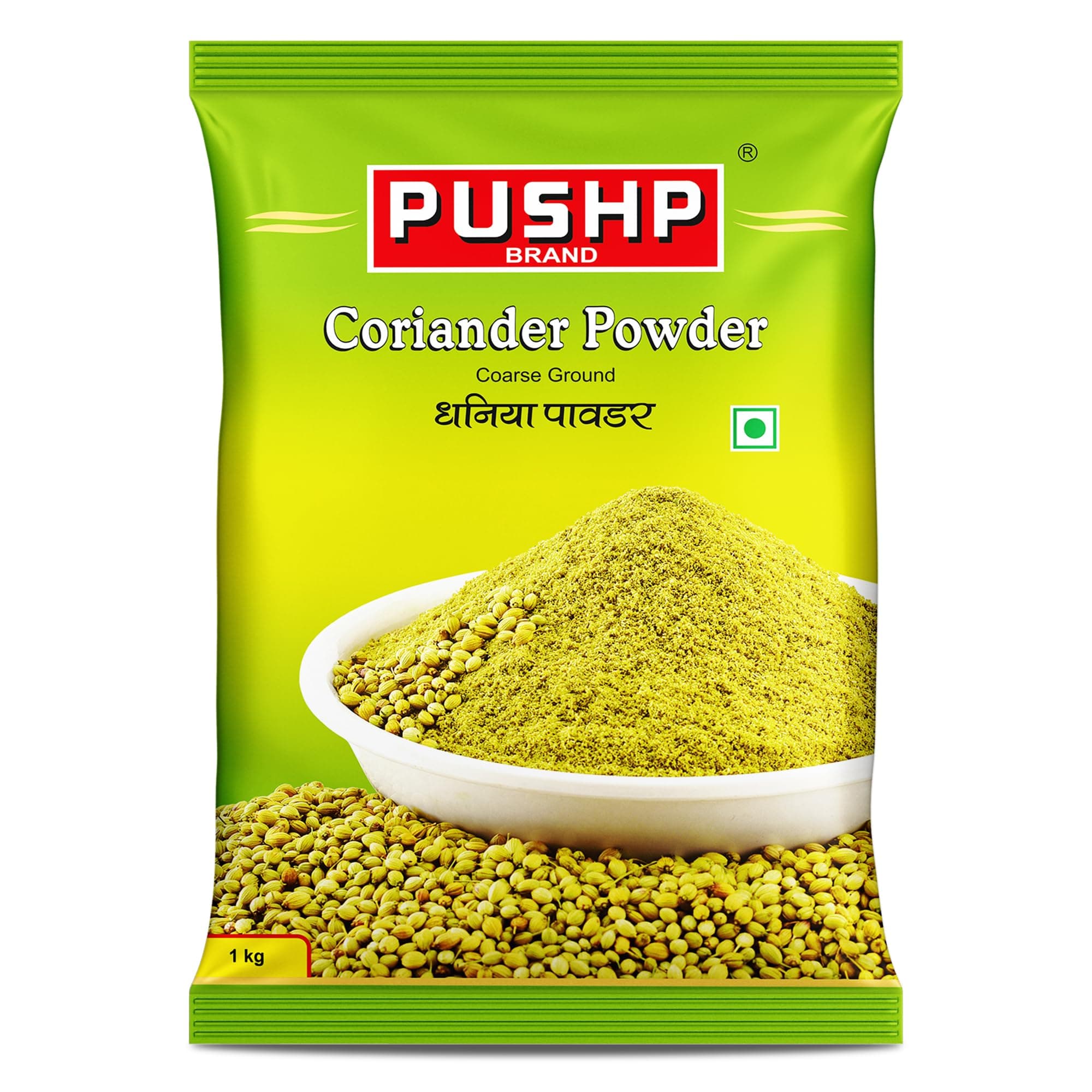Pushp Natural Coriander Powder (Dhaniya) | Fresh & Aromatic Spice | Pure Dhaniya Powder for Cooking | 1Kg Pouch (Pack of 1)