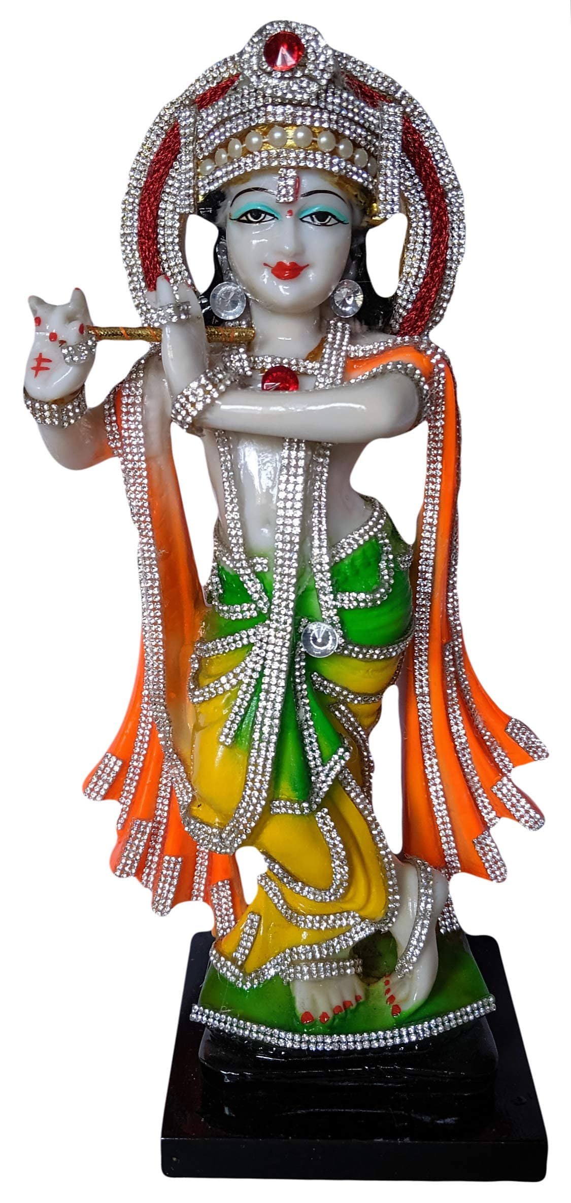 Resin Lord Krishna Idol Murti Statue Showpiece Gift (11 x 10 x 30.5) cm Multicolour, 1 Piece