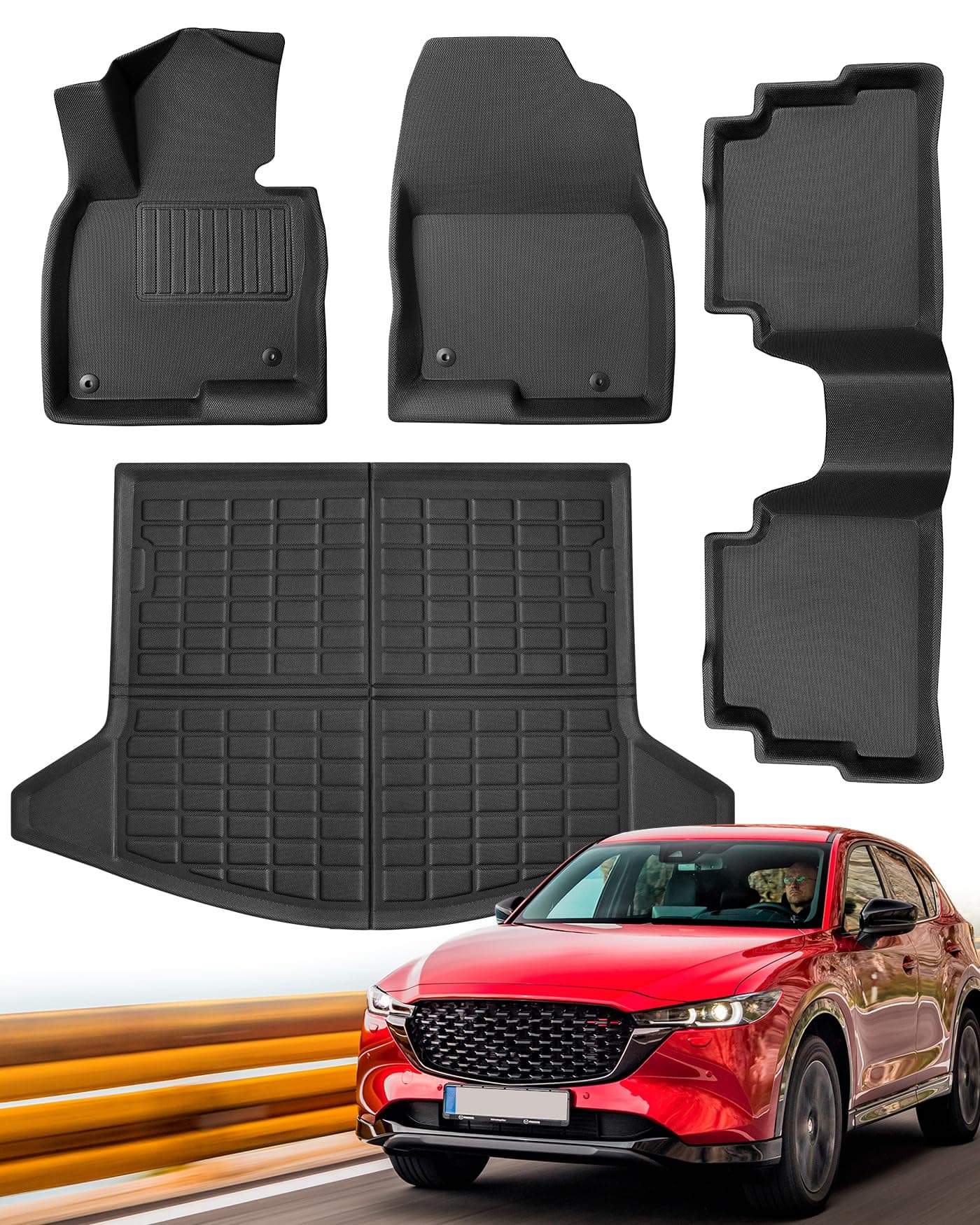 4PCs for Mazda CX5 CX-5 2025 2024 2023 2022 2021 2020 2019 2018 2017 Floor Mats & Cargo Liner, All Weather Protection for CX5 CX-5 Floor Mats, for Mazda CX5 CX-5 Accessories