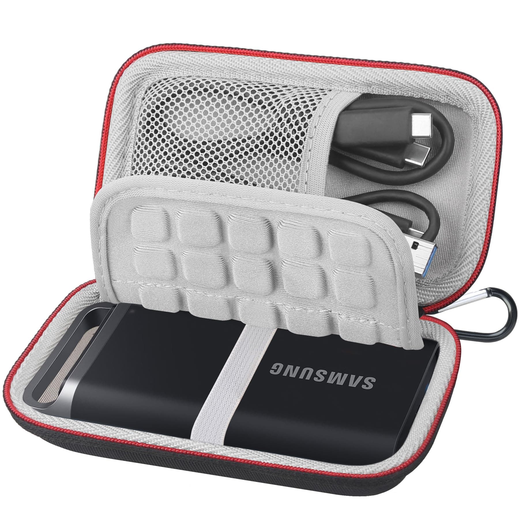 Hard Carrying Case for Samsung T5 EVO Portable SSD 2TB 4TB 8TB USB 3.2 Gen 1 External Solid State Drive Hard EVA Shockproof Water-Resistant Protective Storage Travel Bag, Black