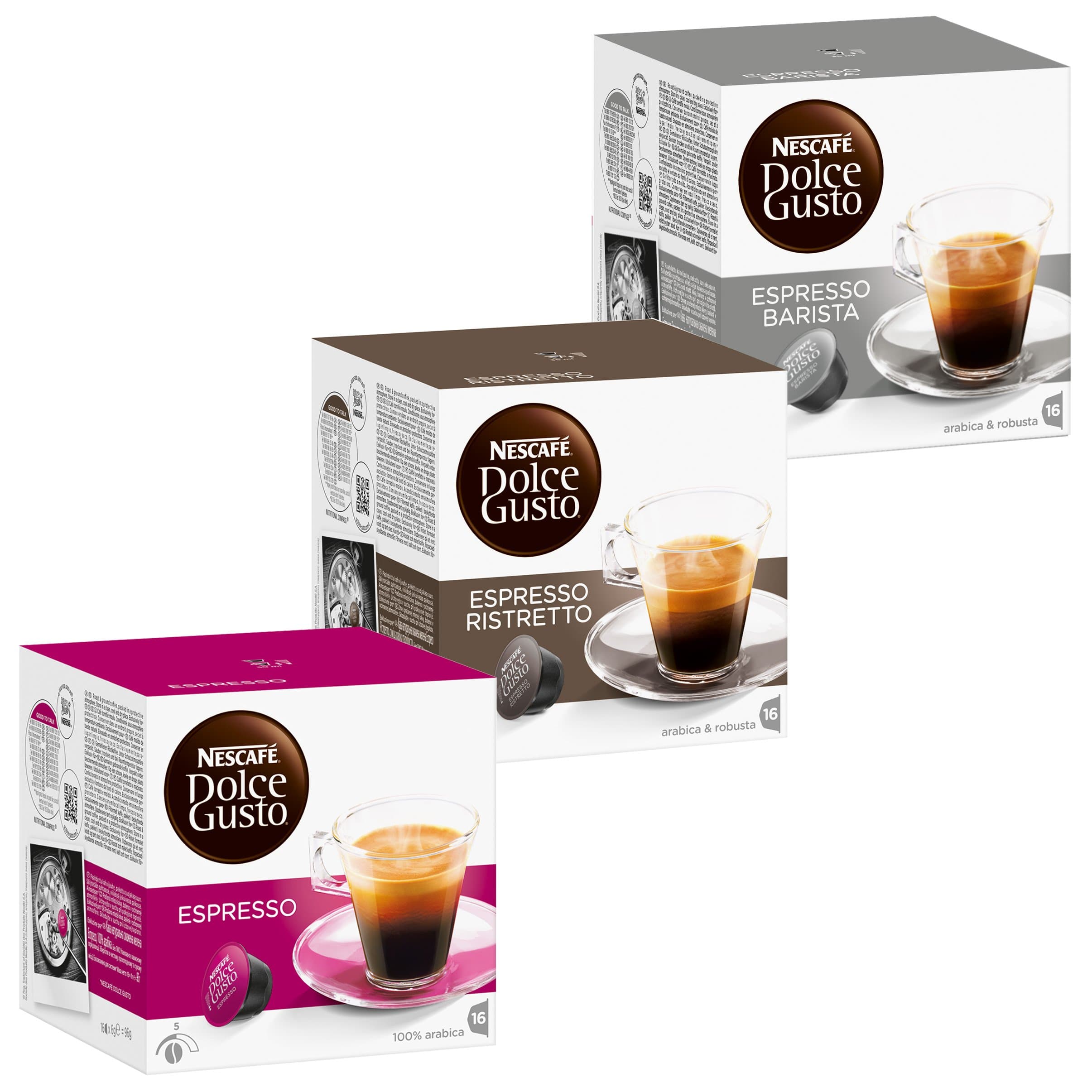 Nescafé Dolce Gusto Rapido Set: Espresso, Ristretto, Barista, 3 x 16 Capsules