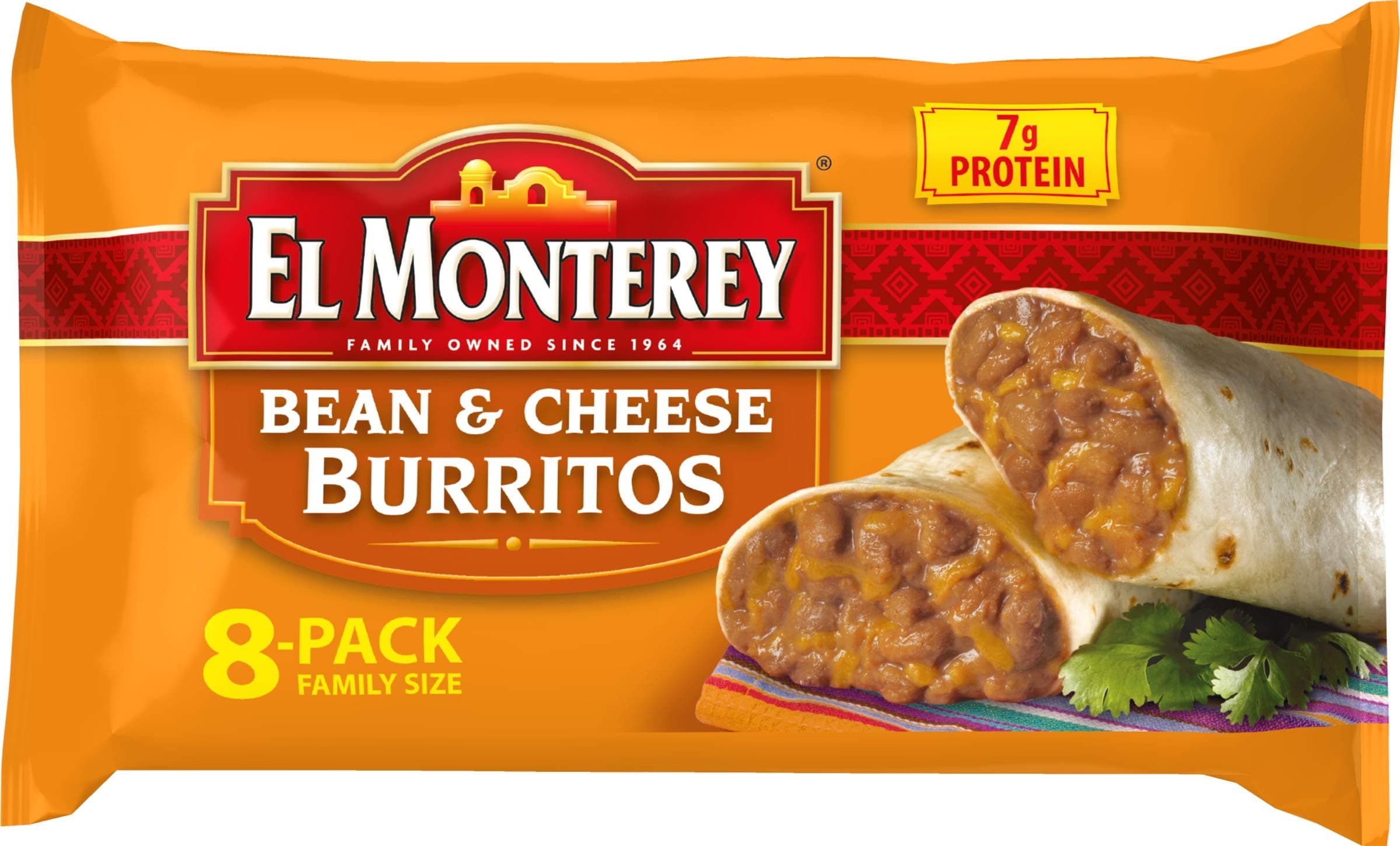 El Monterey Bean and Cheese Burritos â€“ Family Pack of 8 Frozen Burritos, Made with Flavorful Beans, Delicious Cheese and No Artificial Flavors, Perfect for Quick Family Meals (8 Count)