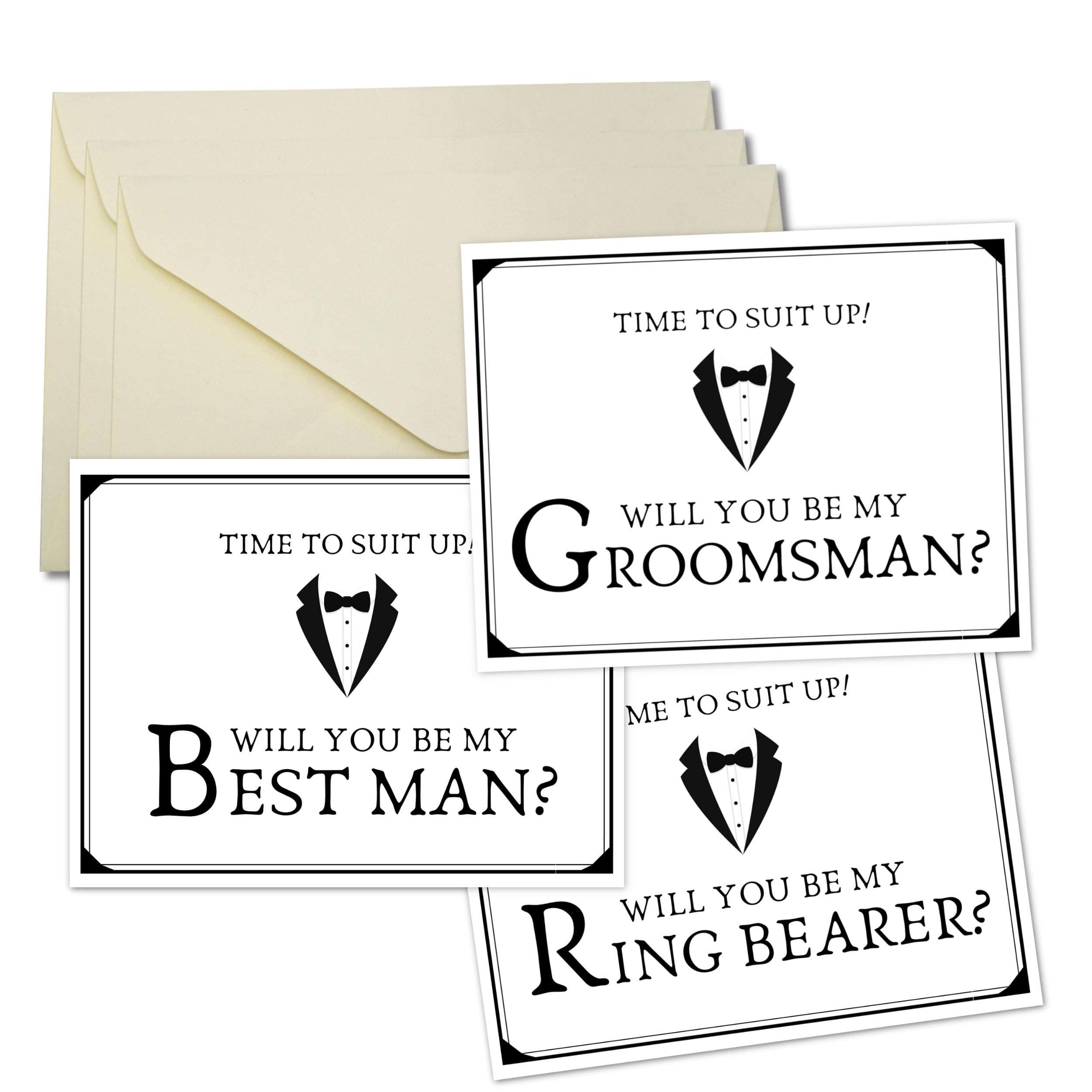 14 Asking Groomsmen Cards Set, Groomsmen Proposal Cards, Will You Be My Groomsman Cards, Suit Up Groomsman Card, 14 Cards With Matching Envelopes For 10 Groomsmen, 2 Best Man and 2 Ring Bearer