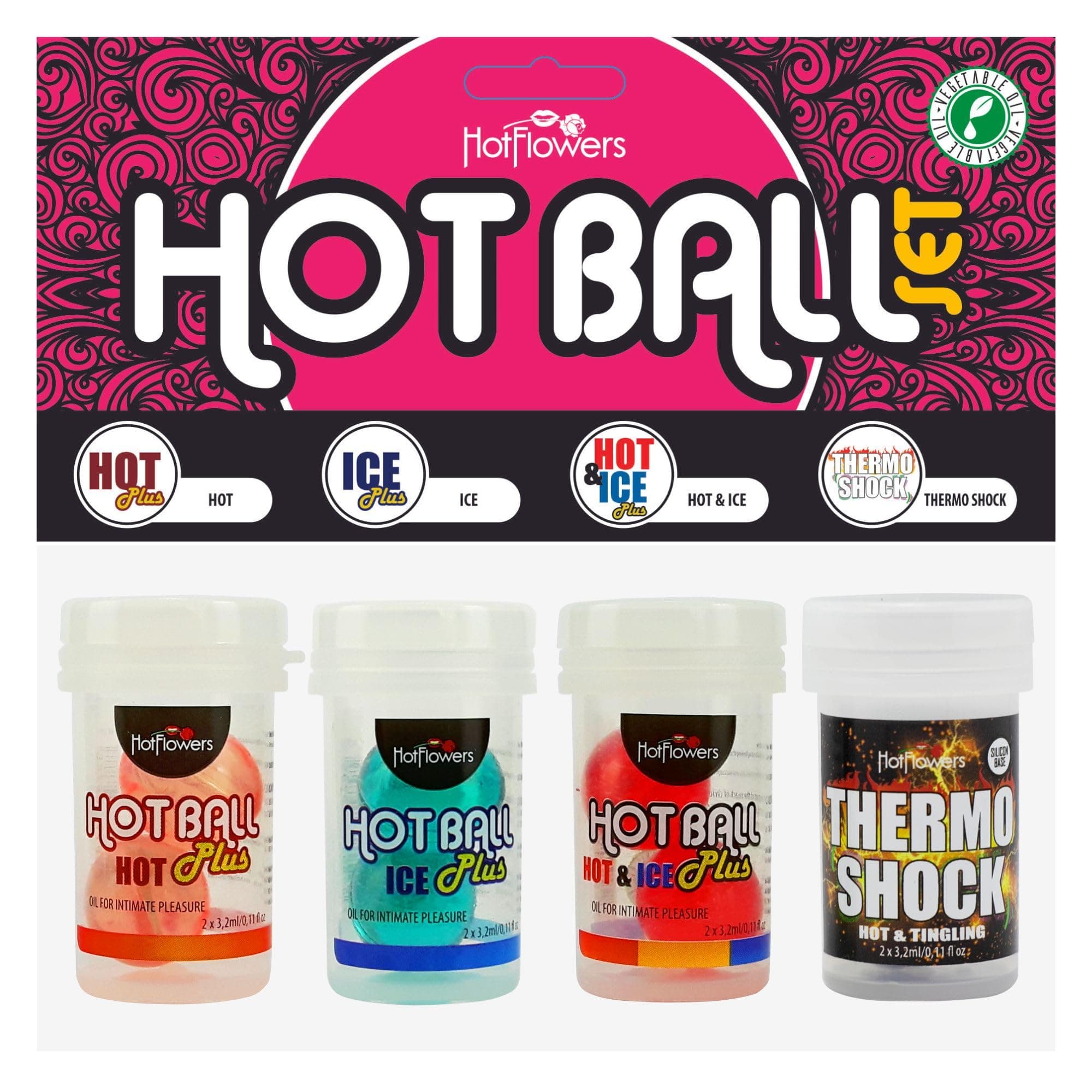 Hot Ball Set - Hot&Ice, Hot, Ice, Thermo Shock - Hot Flowers Hot Balls - Brazilian Balls