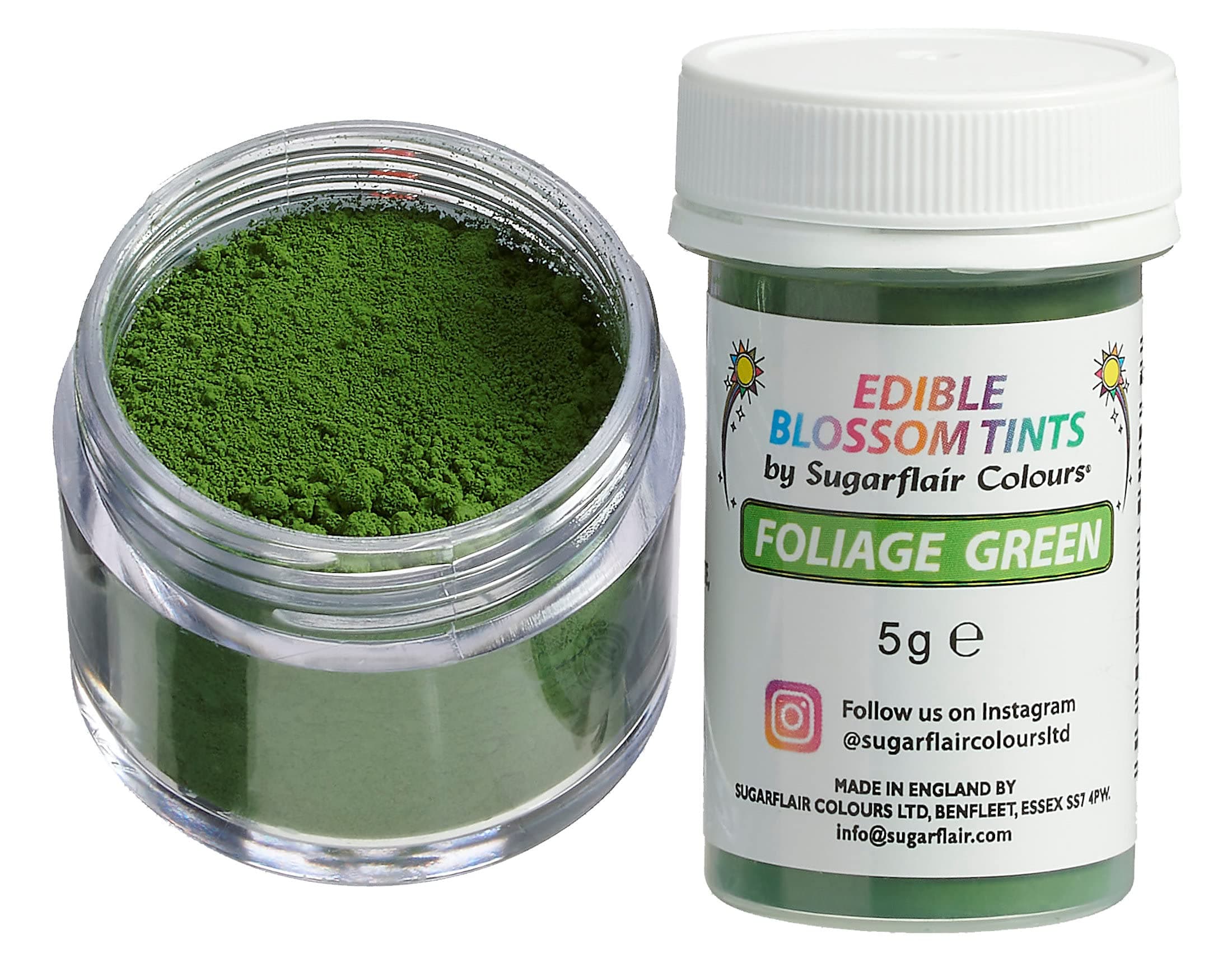 Sugarflair Food Colouring Powder Dust Foliage Green Blossom Tint, Use on Cake Decorations or Colour Sugarpaste, Fondant, Icing, Chocolate, Buttercream, Royal Icing, Macarons and More! - 5g