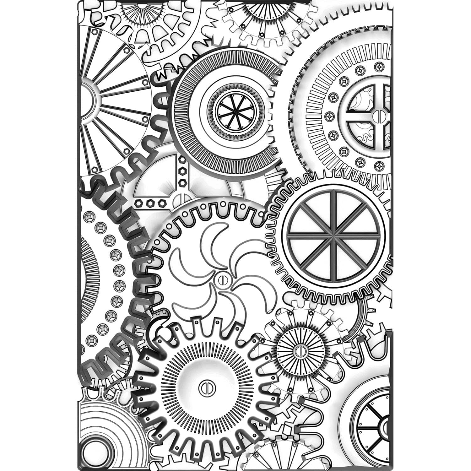 3-D Texture Fades Embossing Folder Mini Mechanics by Tim Holtz, 665633, Multicolor, One Size