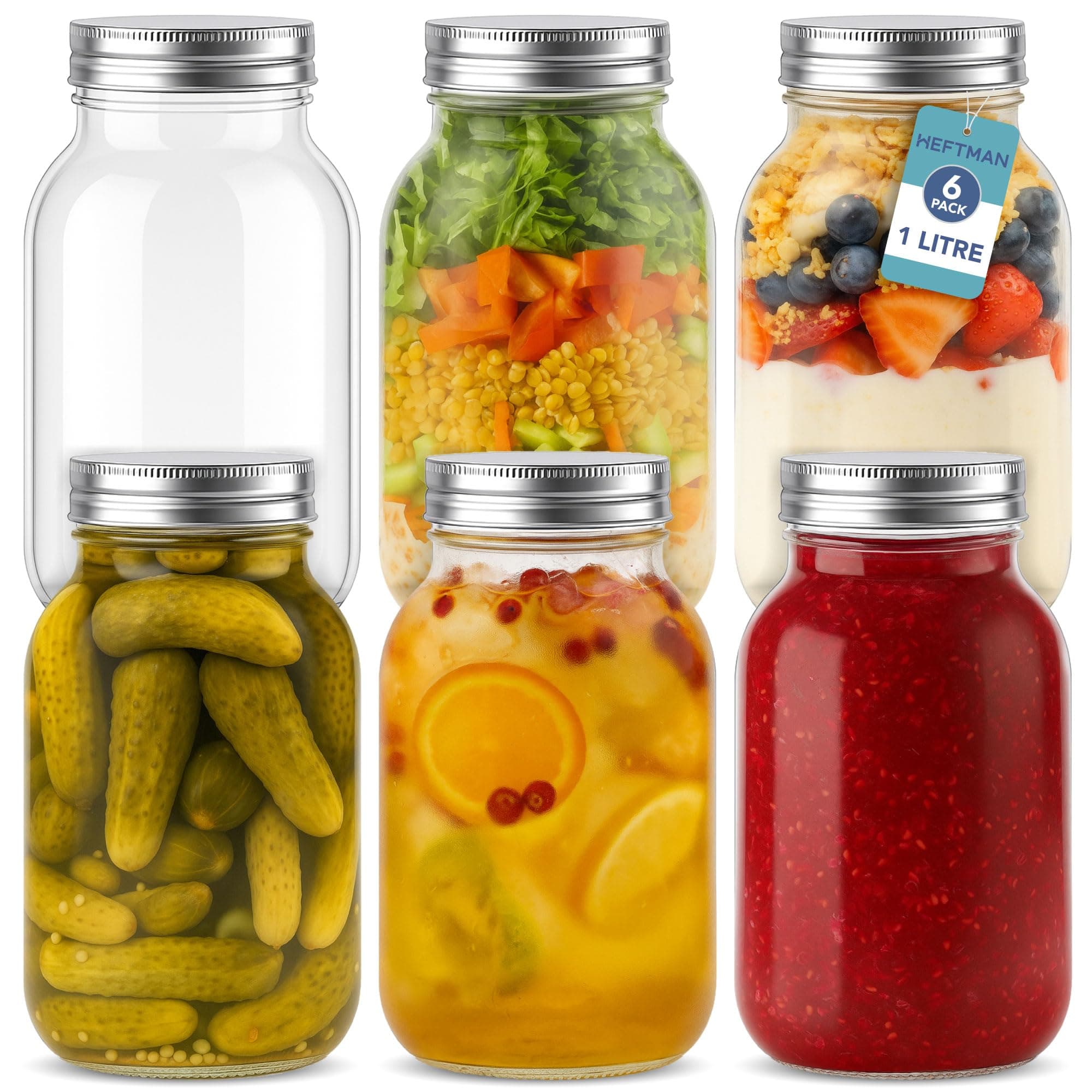 HEFTMAN Glass Mason Jars With Lids