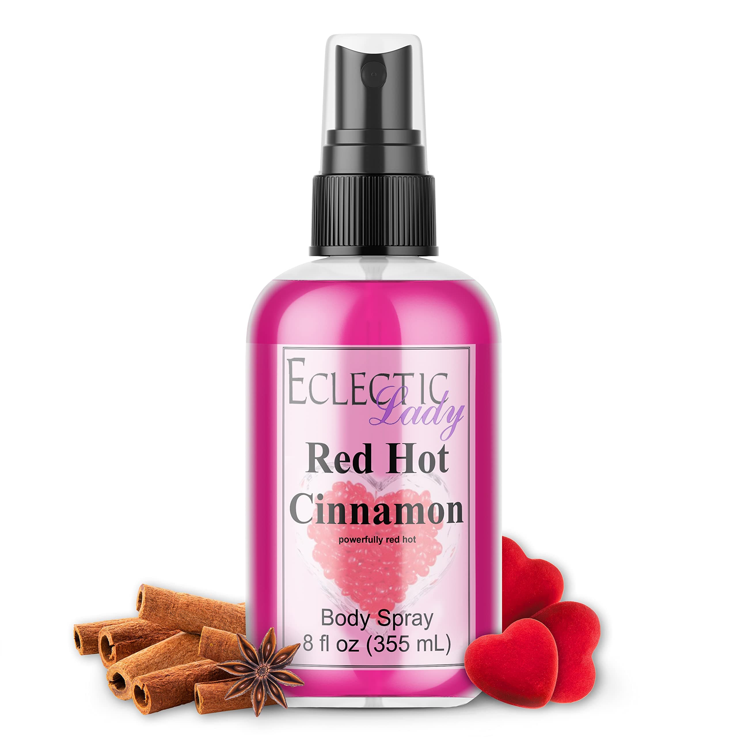 Eclectic Lady Red Hot Cinnamon Body Spray, 8 ounces, Body Mist for Women with Clean, Light & Gentle Fragrance, Cologne with Soft, Subtle Aroma For Daily Use