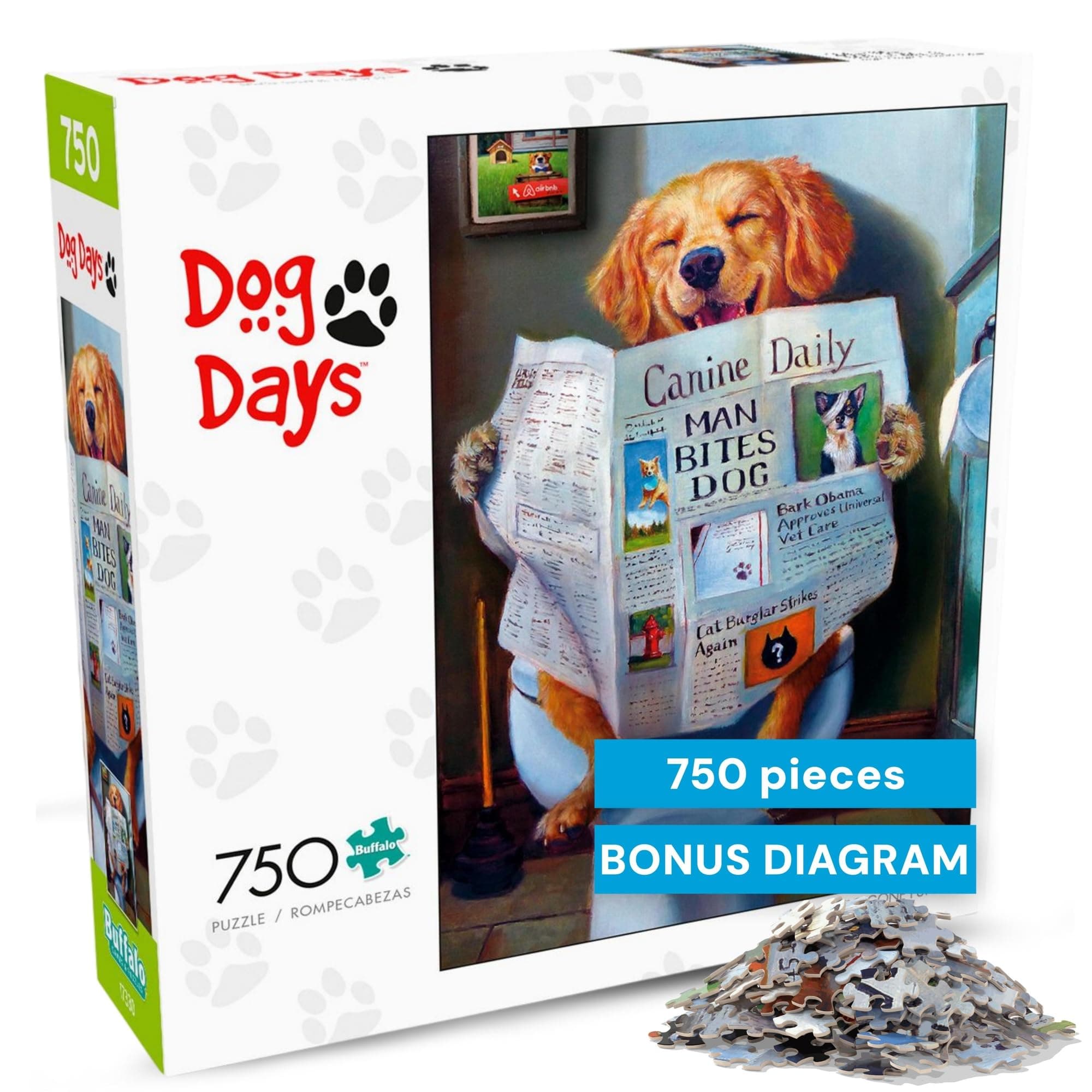 Dog Gone Funny - A Dog's Life - Lucia Heffernan - 750 Piece Jigsaw Puzzle for Adults - Challenging and Funny Puzzle Perfect for Game Nights - Finished Size 24.00 x 18.00