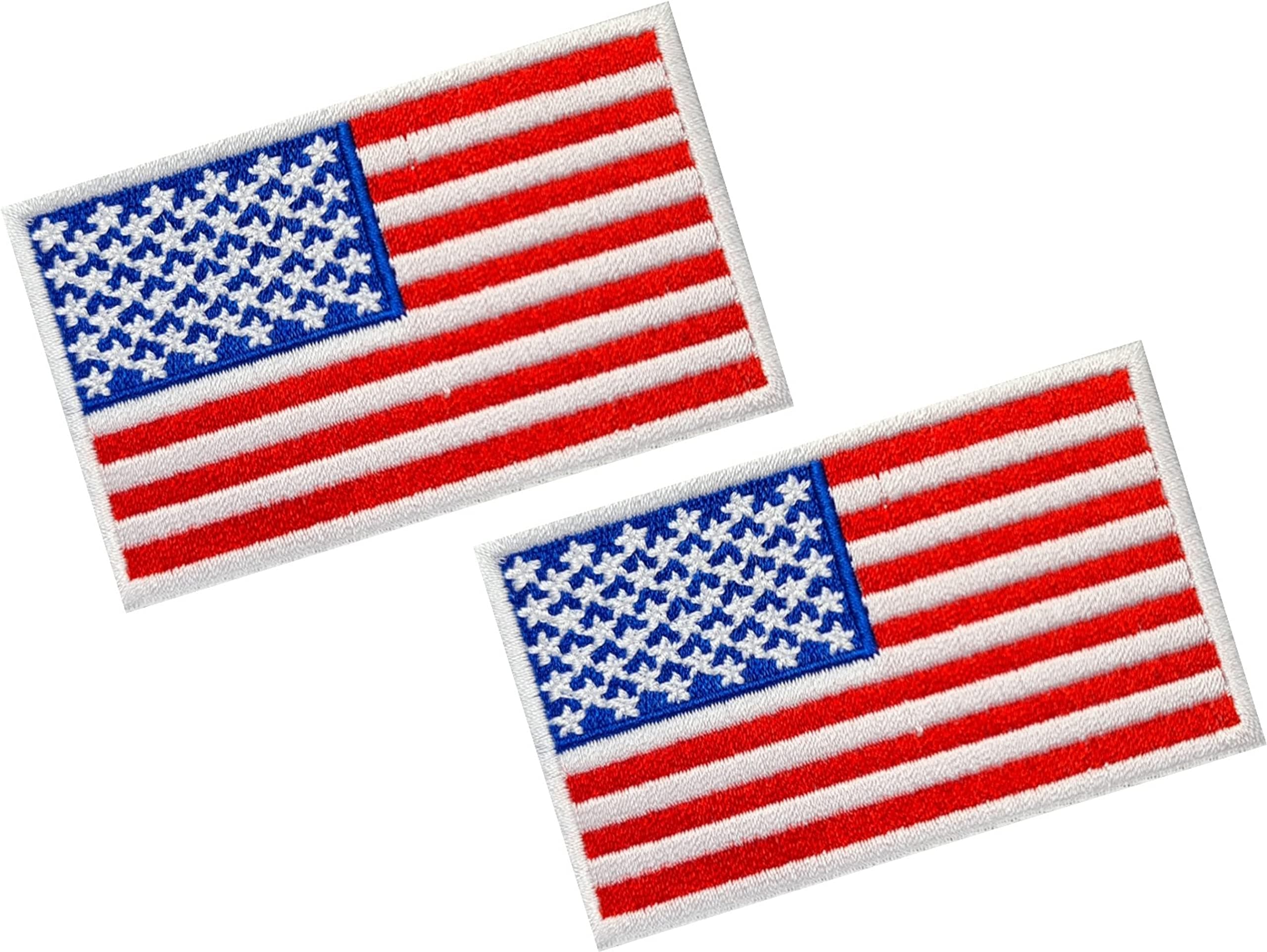 2PCS Premium Iron On USA US American Flag Tactical Patches with Iron On Backing for Backpacks Caps Hats Jackets Pants (3-White), 8cm (3.14 inch) x 5cm (1.97 inch) Standard Size