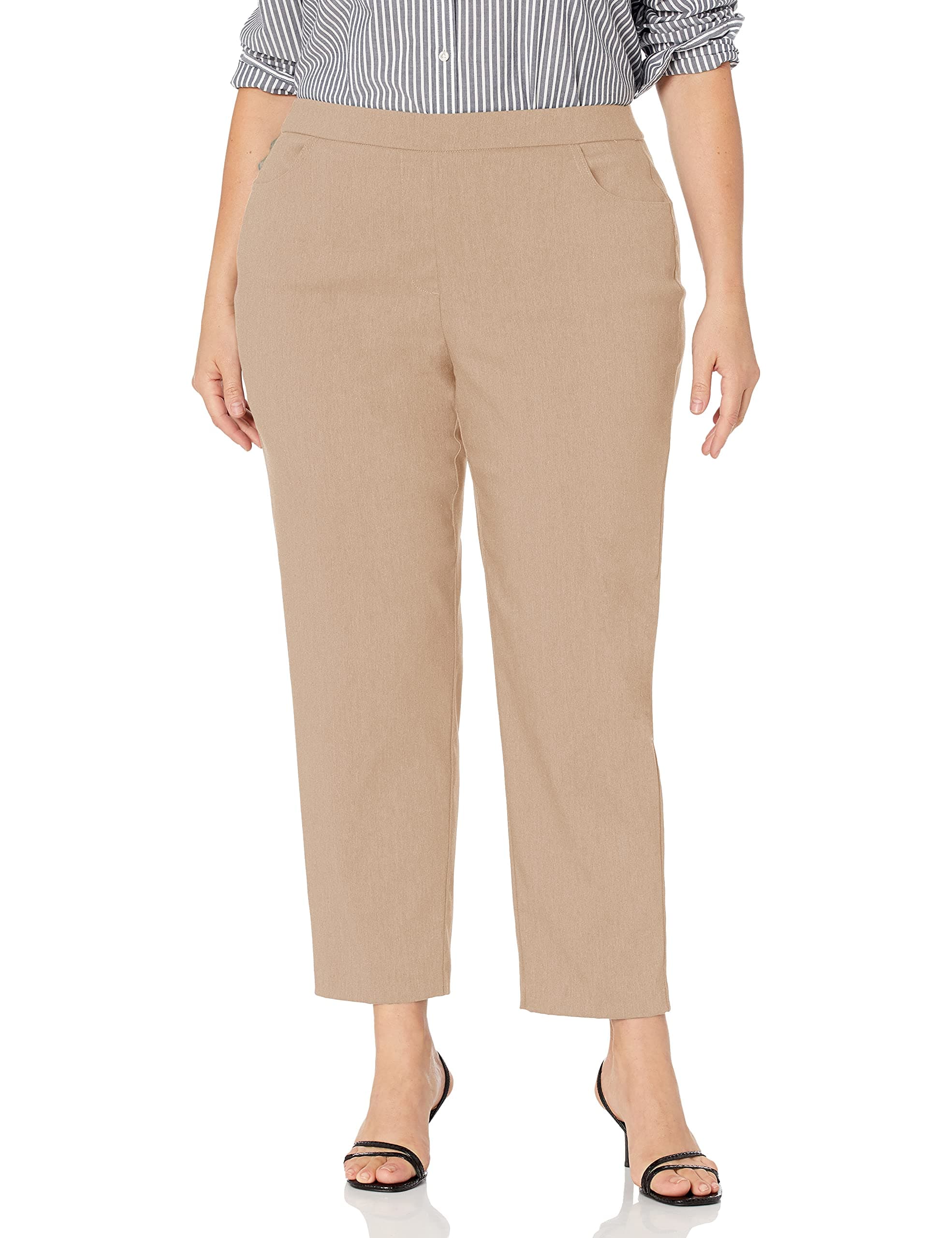 Alfred Dunner Women's Allure Slimming Petite Short Stretch Pants-Modern Fit, Navy