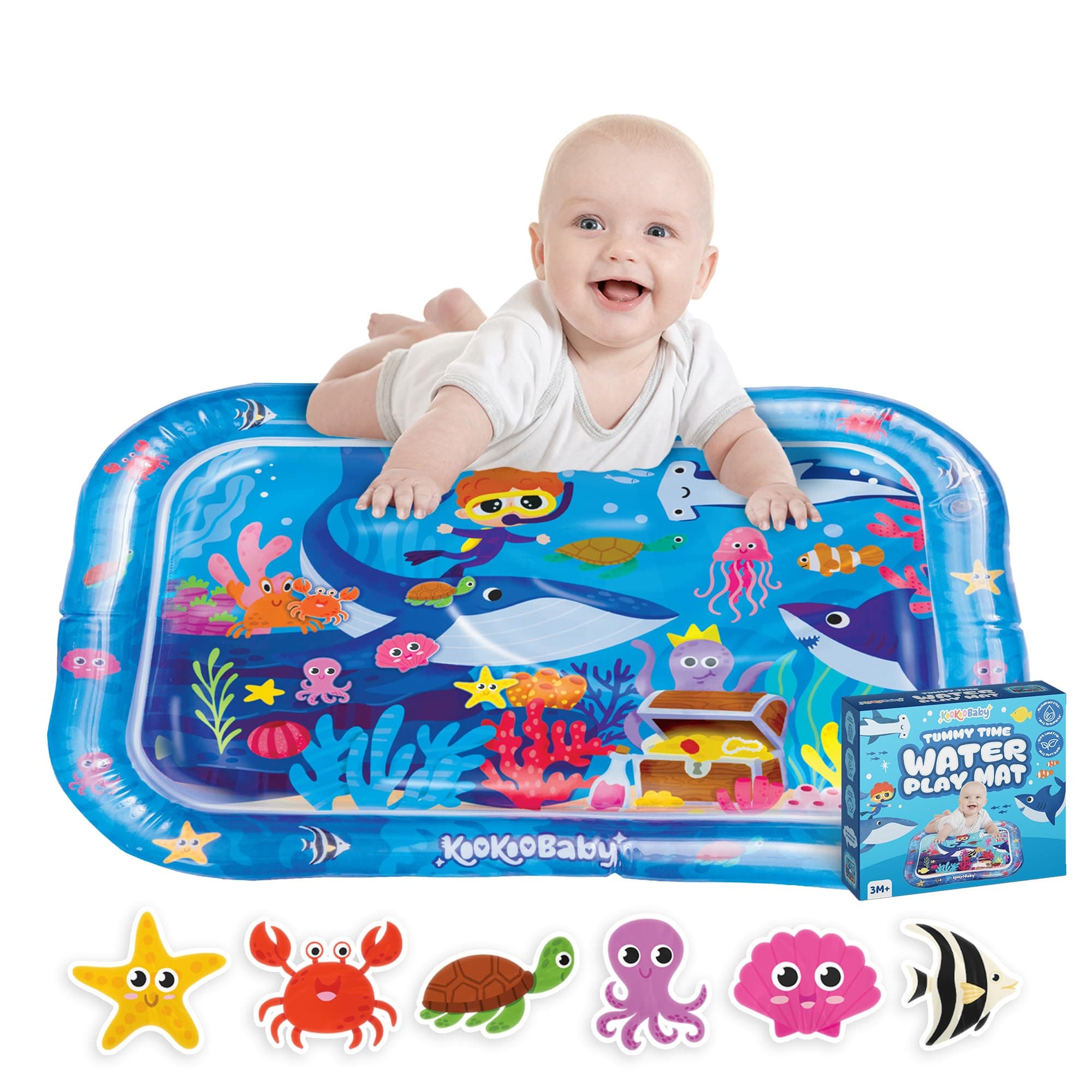 Water Tummy Time Mat - Large Sensory Baby Water Mat for Tummy Time & Motor Development - Leak-Proof, Durable Play Mat for Babies 3 Months+ - Infant Water Play Mat for Baby Boys & Girls