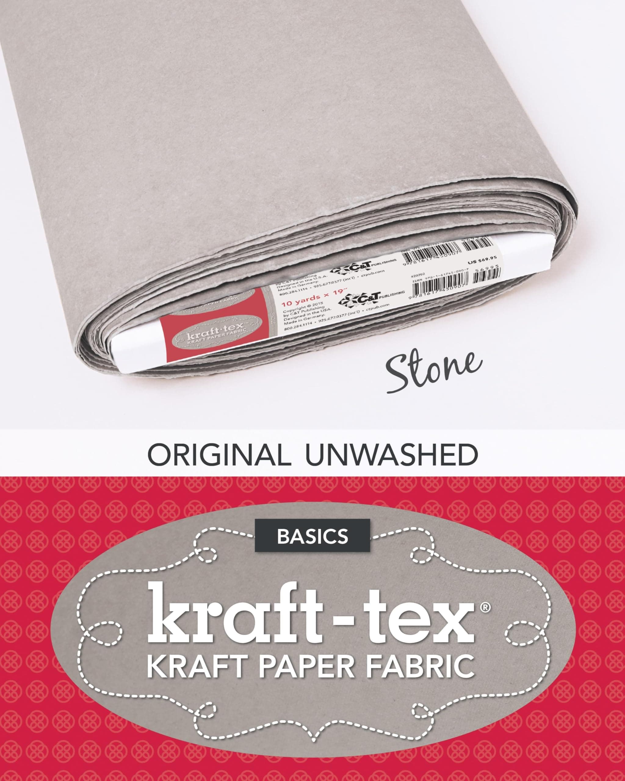 kraft-tex Bolt Stone Original Unwashed: Kraft Paper Fabric, 19" x 10 Yard Bolt (kraft-tex Basic)