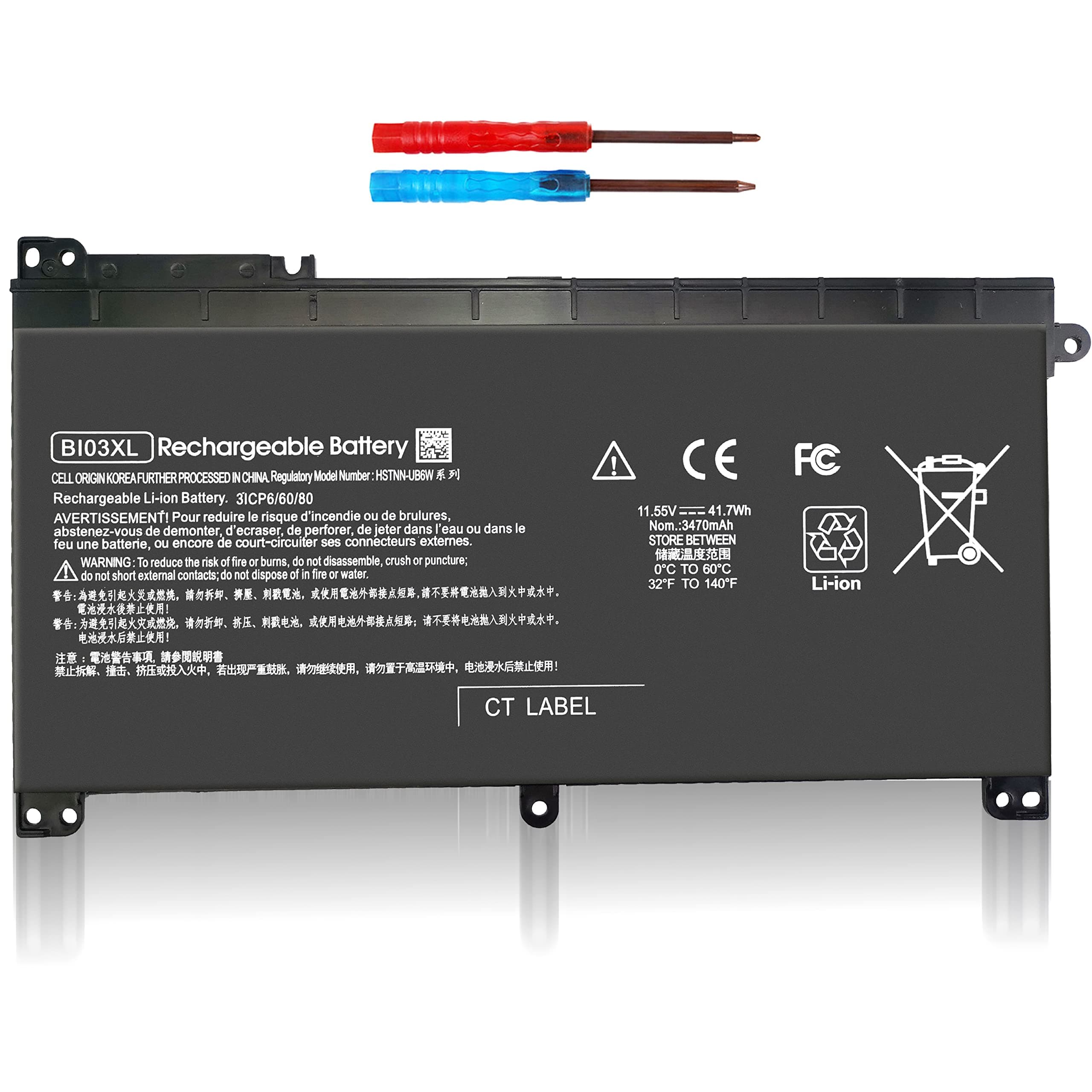 BI03XL battery for HP Pavilion X360 13-u m3-u Stream 14-ax Laptop ON03XL 0N03XL BIO3XL HSTNN-UB6W HSTNN-LB7P TPN-W118 843537-541 844203-850 844203-855 915486-855 915230-541