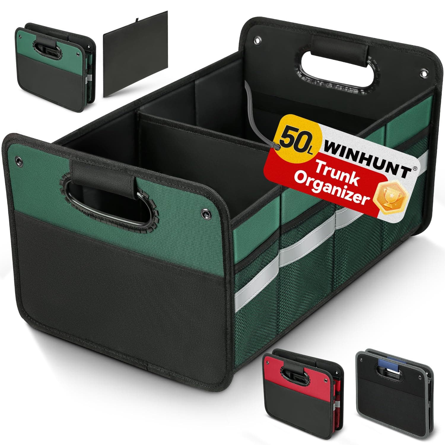 Sponsored Ad – Truck Organiser, Storage Organiser, Boot Tidy, Non Slip Bottom Car Accessories, Collapsible Multi Compartment for Car, Suv, Truck, 50L(Green)
