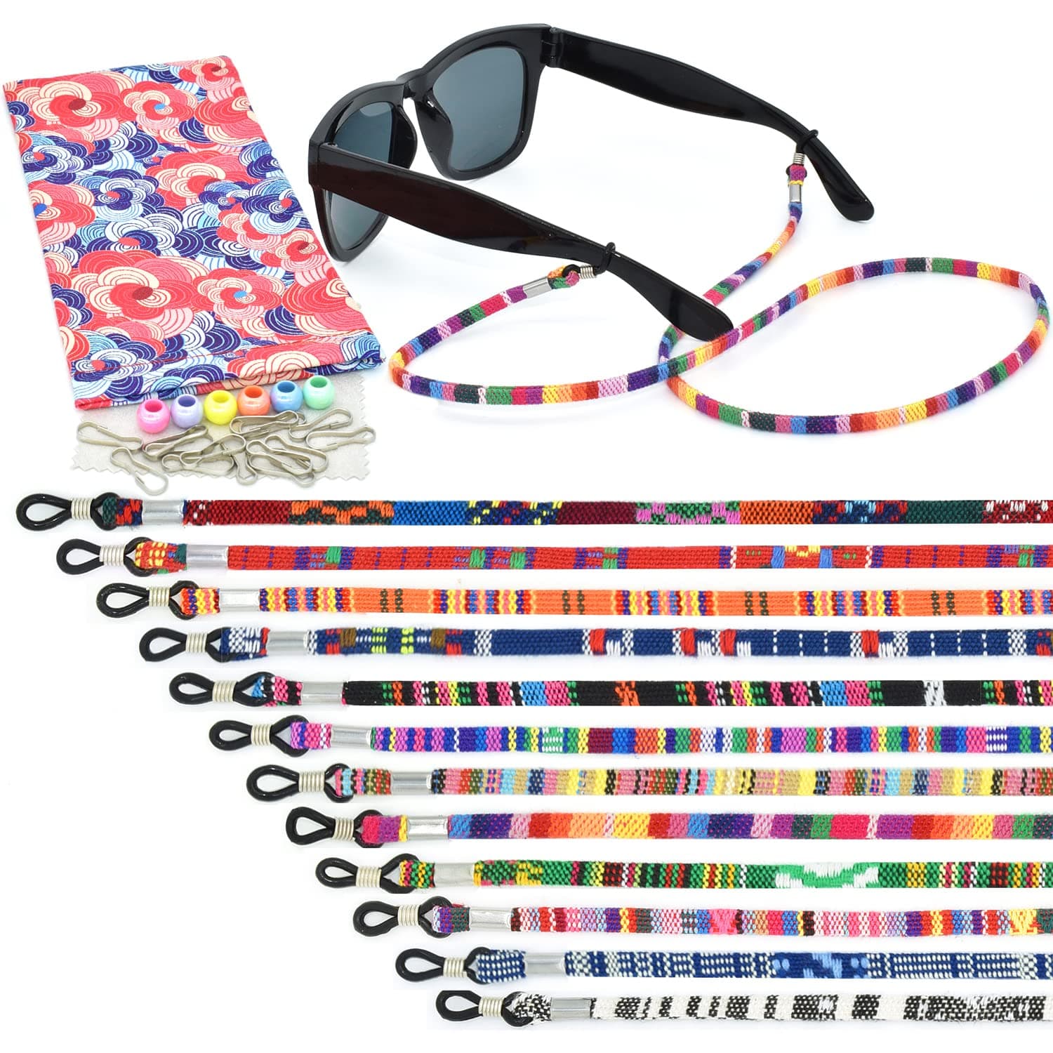 12 Pieces Glasses Strap Eyewear Retainer Sunglass Straps Chain Eyeglass Strap Lanyard Safety Eye Glasses String Holder Eyeglass Chains and Cords for Women/Men, Face Mask Lanyard for Kids (Colorful),