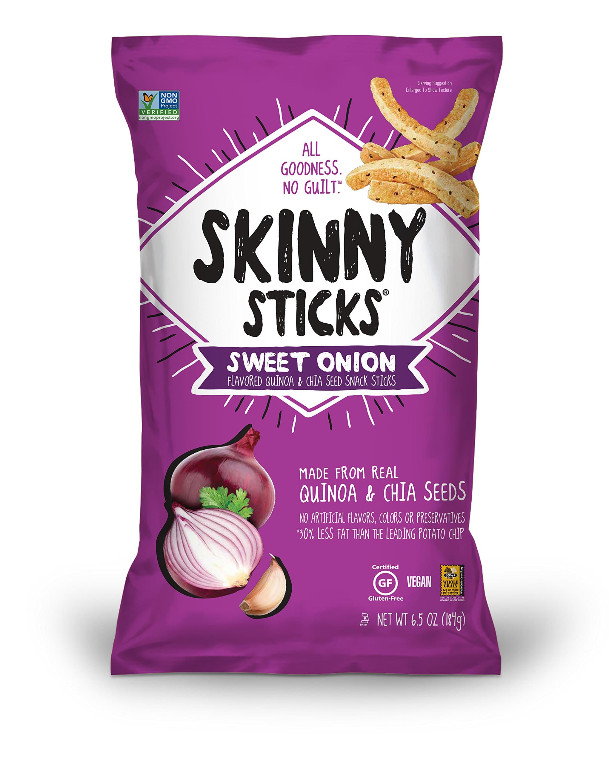 Skinny Sticks Quinoa & Chia Seed Snack, Sweet Onion, 6.5 Ounce (Pack of 6)