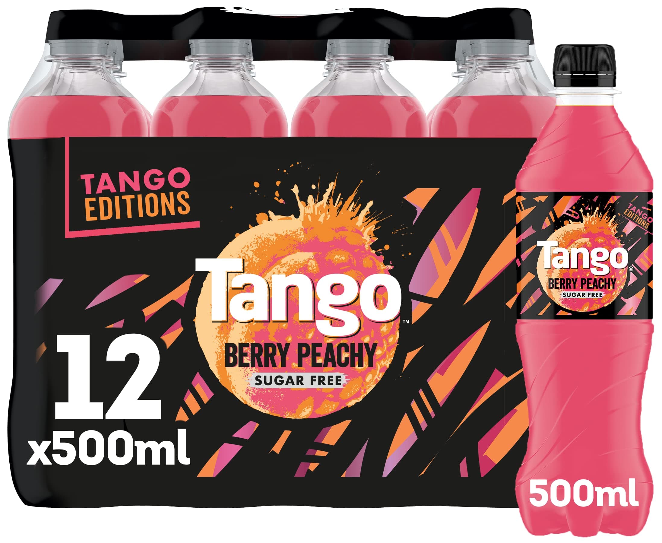 Tango Sugar Free Soft Drink - Tango Berry Peachy, 500 ml (Pack of 12)