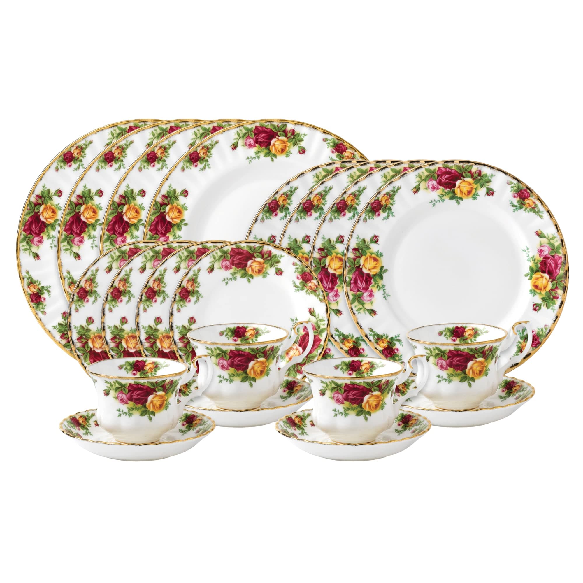 Royal Albert Old Country Roses 20-Piece Dinnerware Set, Service for 4