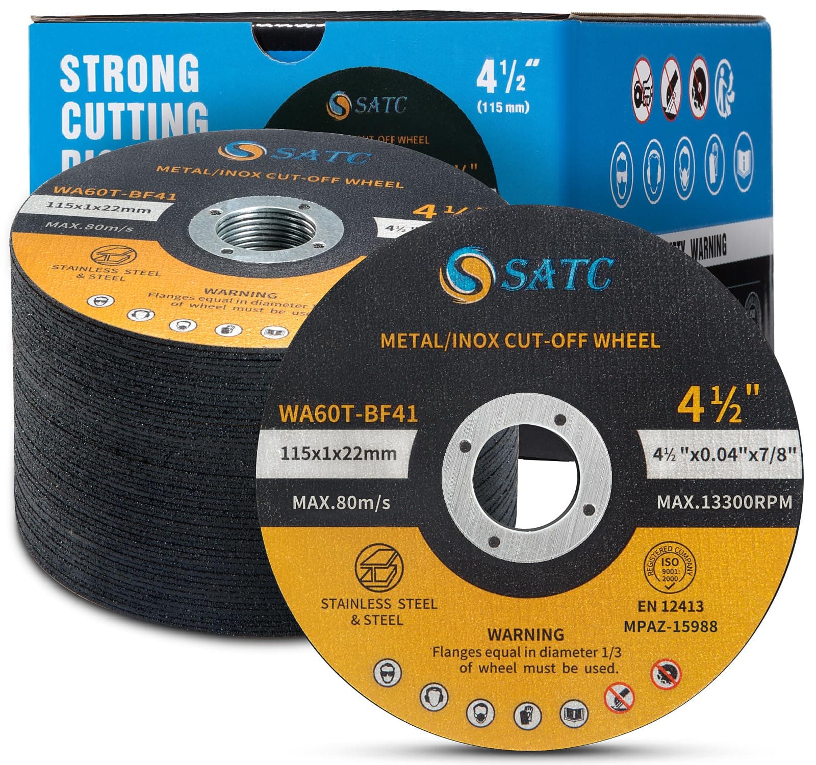 SATC 115mm Cutting Discs 50-Peice for Angle Grinder Durable Metal Cutting Disc Ultra Thin 1mm for Fast & Precise Cutting of Steel, Iron, Aluminum, & Ferrous Metals