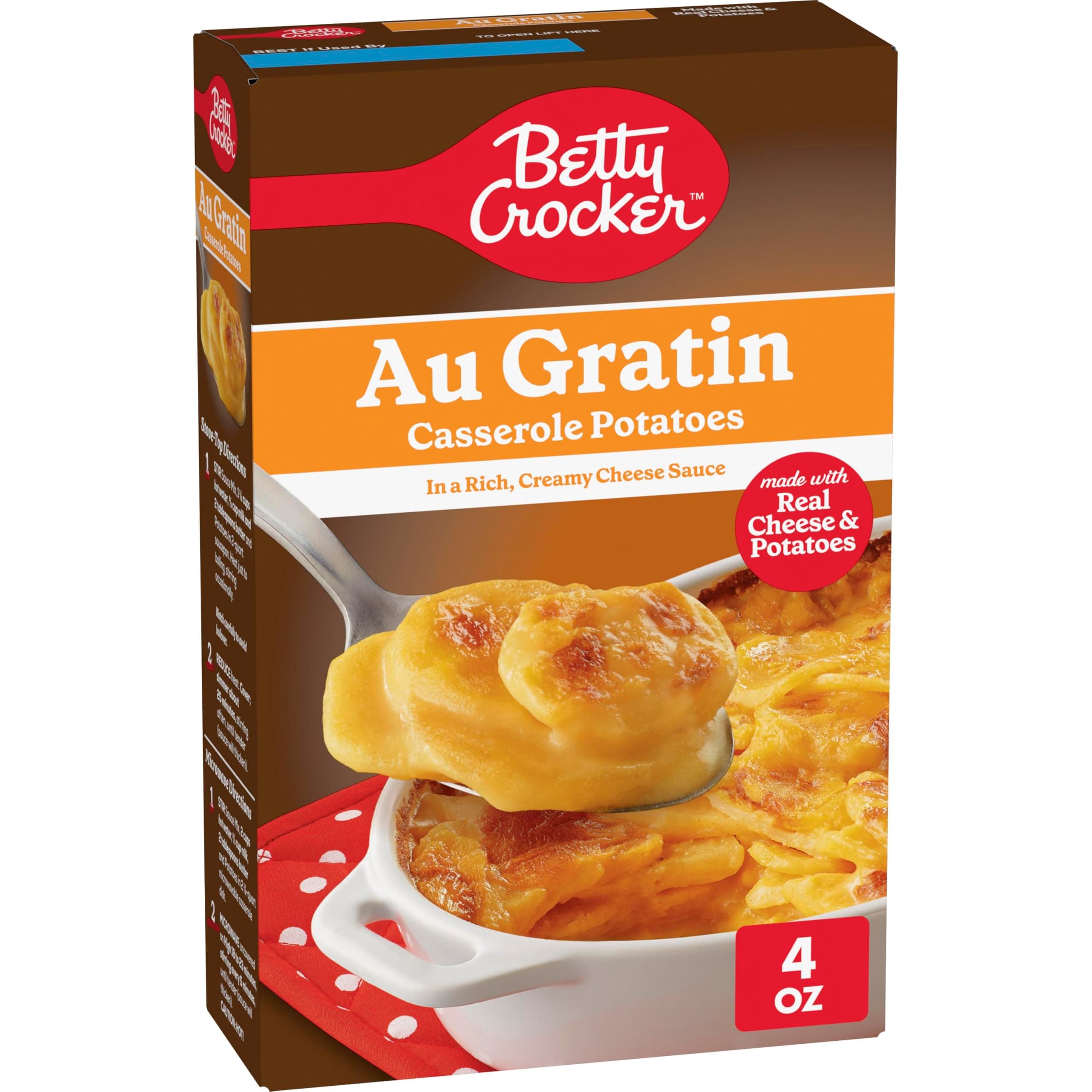 Au Gratin Casserole Potatoes, Made with Real Cheese, 4 oz Box