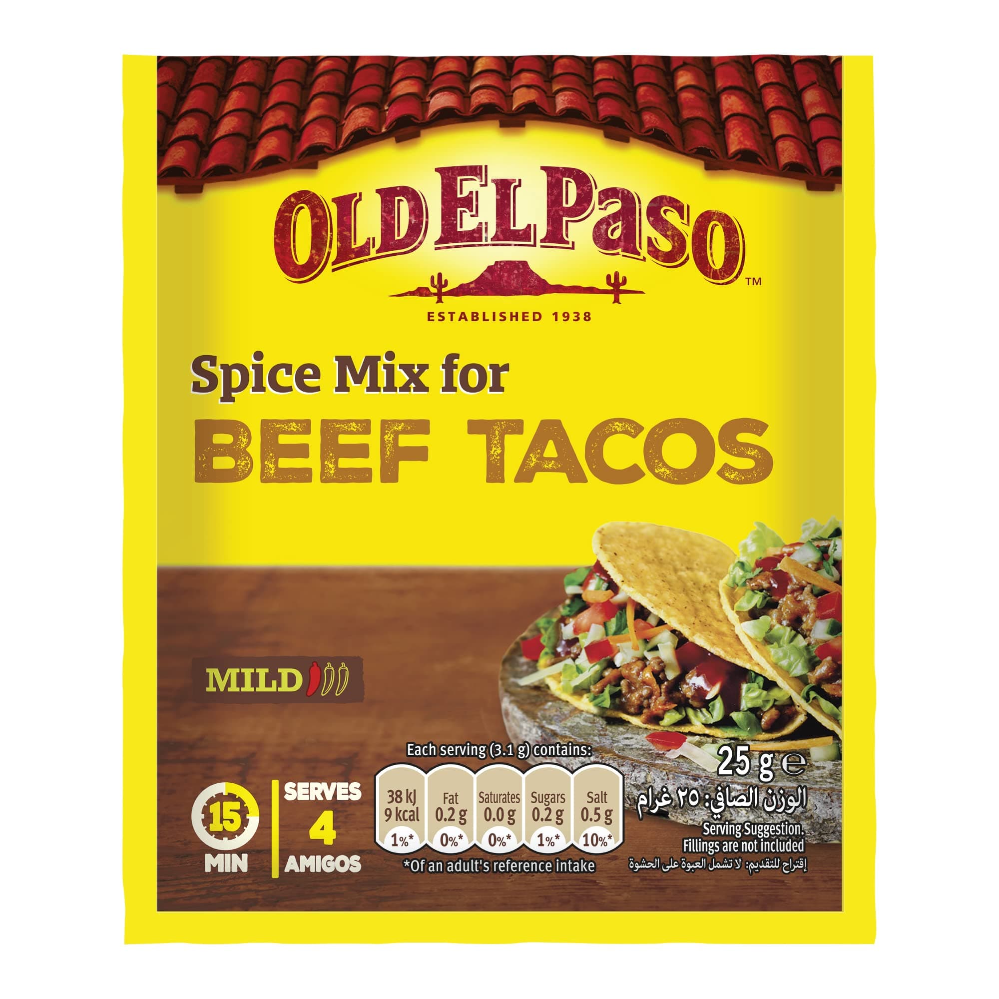 Old El Paso Spice Mix For Beef Tacos Mild 25g