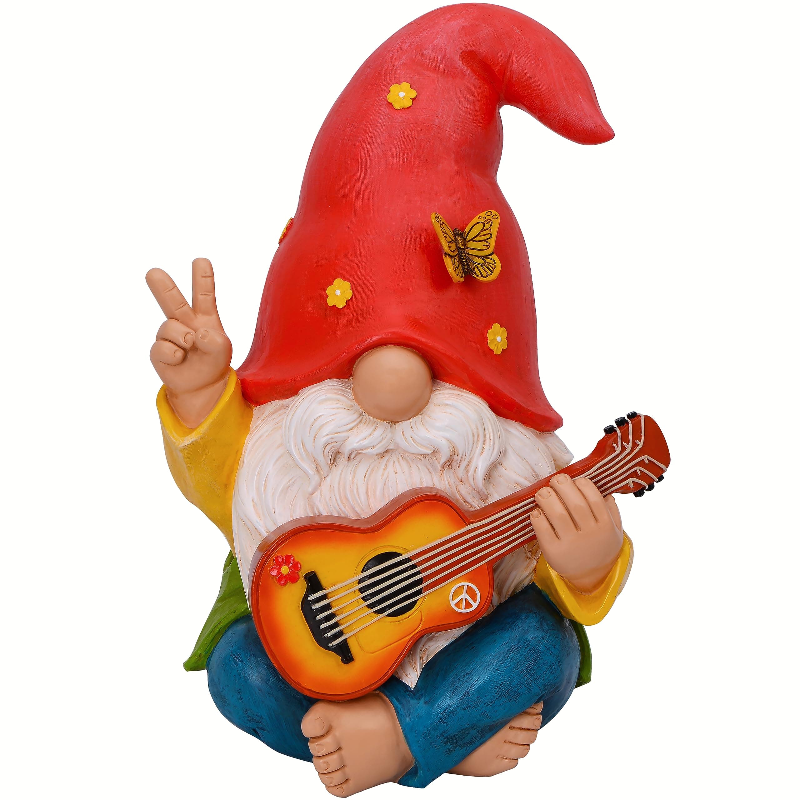Garden Gnome - Funny Hippie Gnome Figurine - 9.25 Inch Tall Lawn Statue - for Outdoor or House Decor