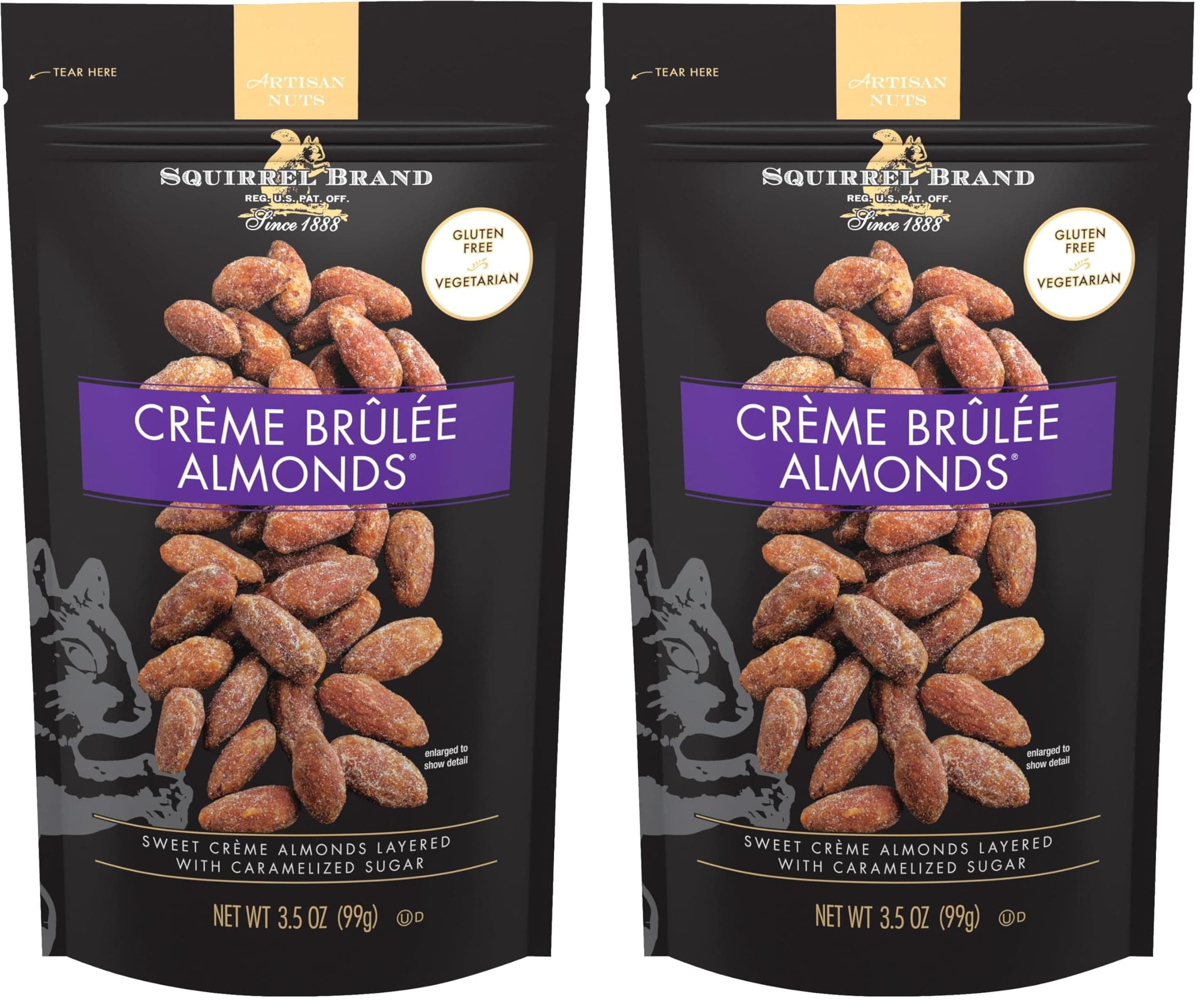 SQUIRREL BRAND Crème Brulee Almonds, 3.5 OZ (Pack of 2)