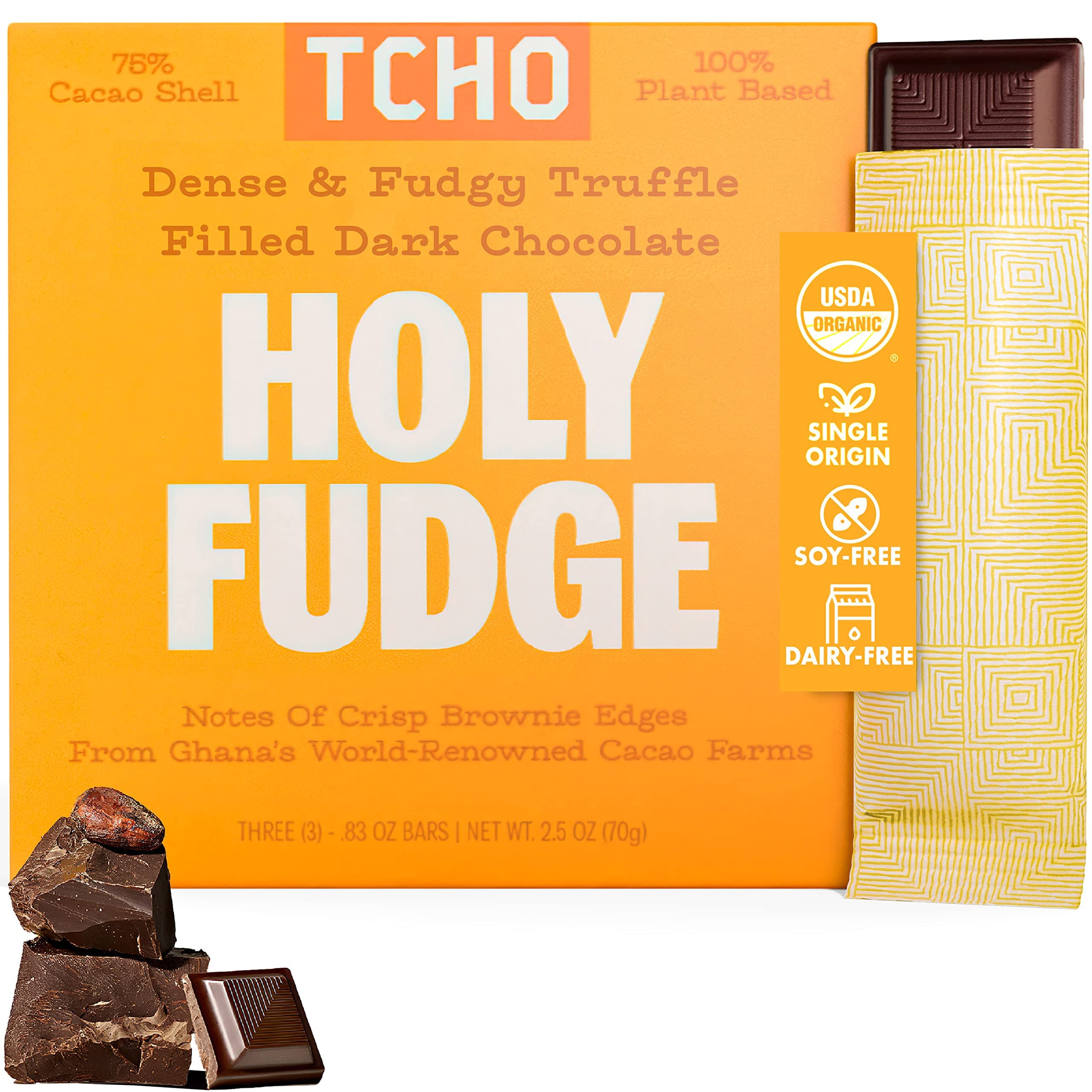 Organic Holy Fudge Filled Dark Chocolate, 2.47 Ounce