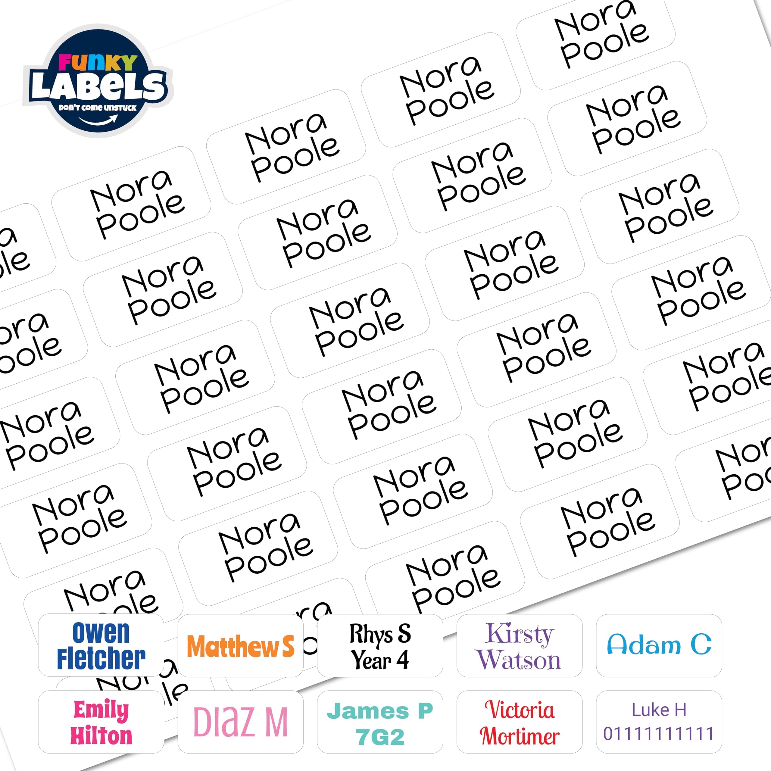 Personalised Stick On Name Labels for Clothes – Washable Clothing Name Tags for School, Nursery & Care Homes