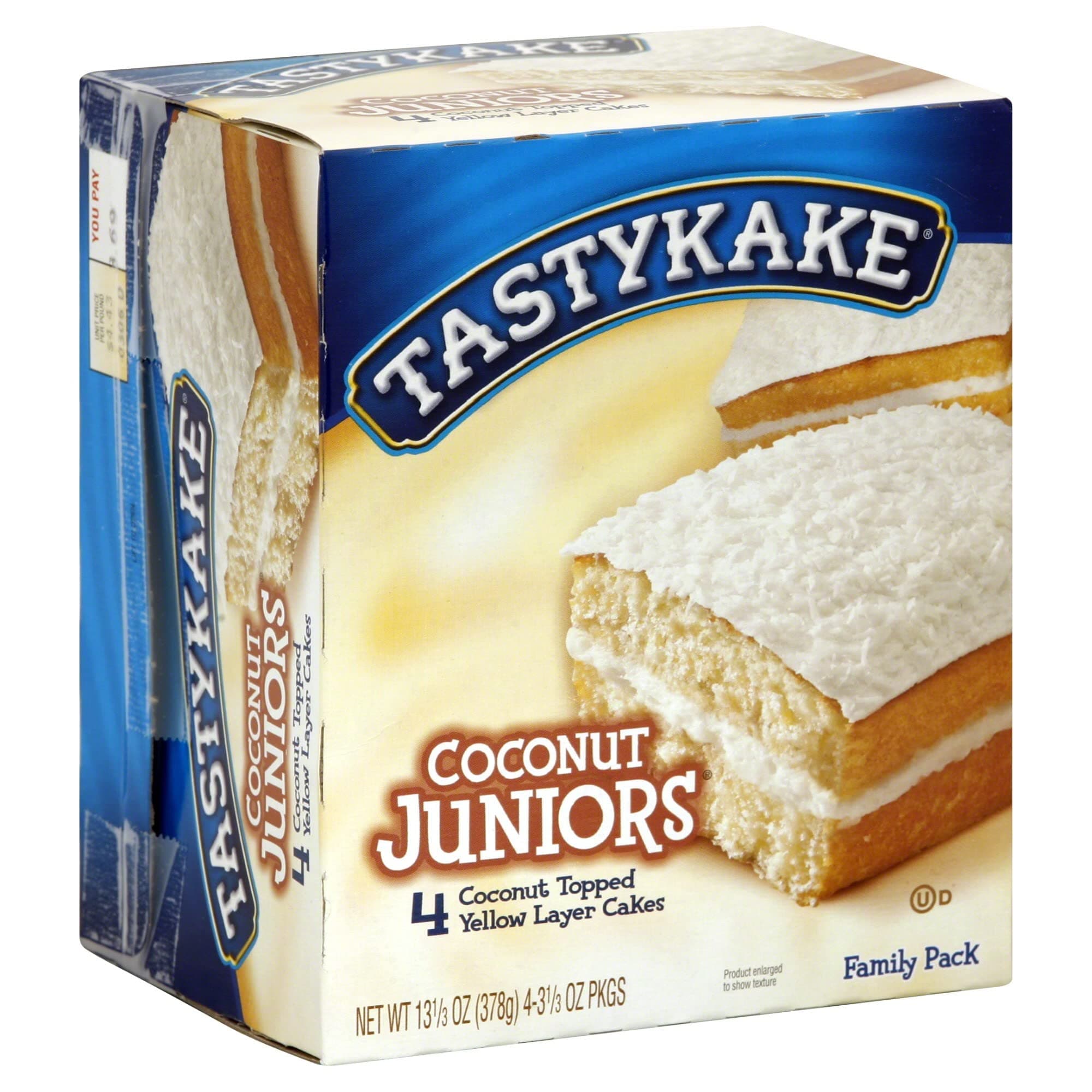 TastyKake Coconut Juniors, Coconut Topped Snack Cakes, 4Count, 12 oz