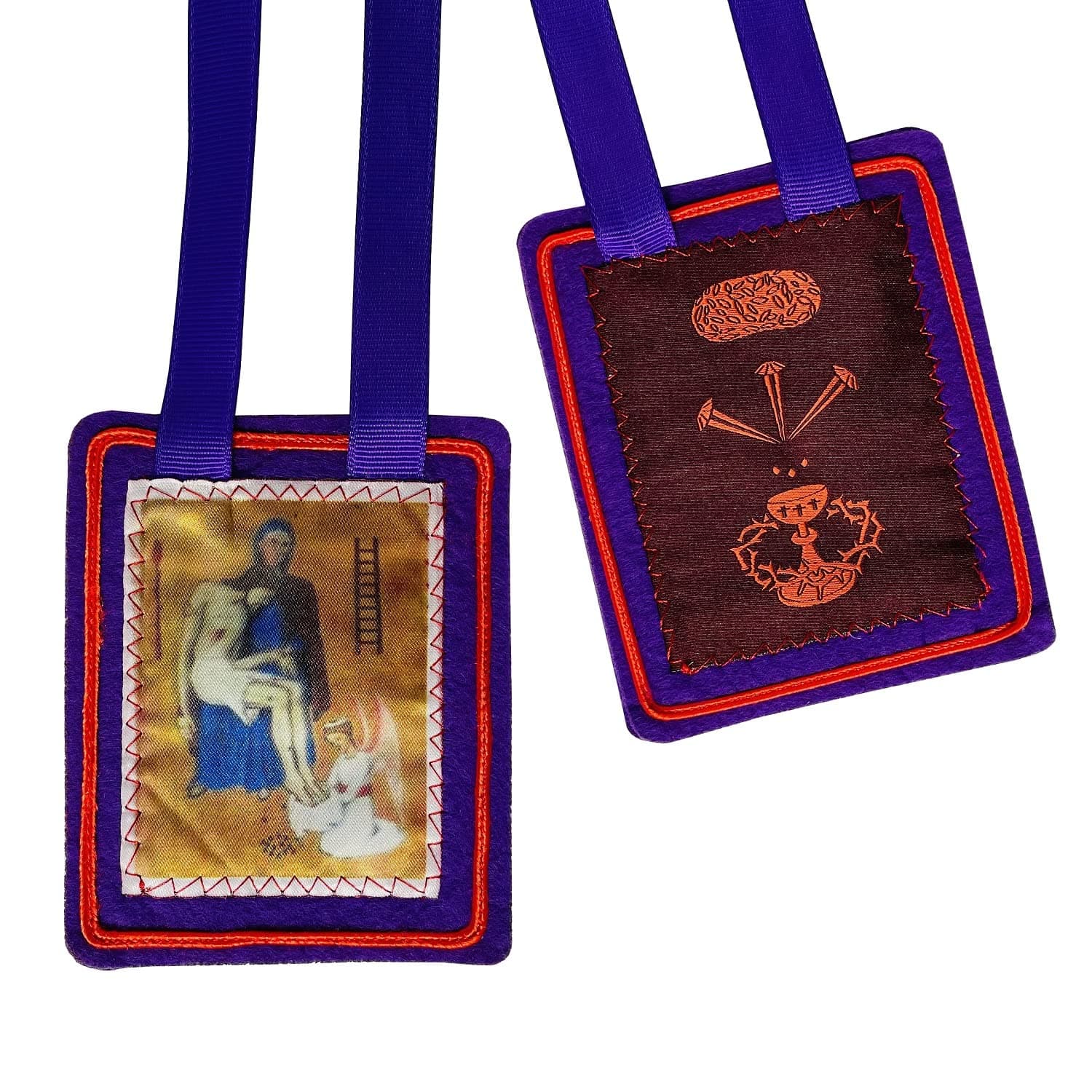 Scapulars Catholic,Purple Scapular of Benediction and Protection, Escapularios Catolicos, Handmade Scapulars Catholic Necklace Gift for First Holy Communion or Confirmation, Wool, No Gemstone