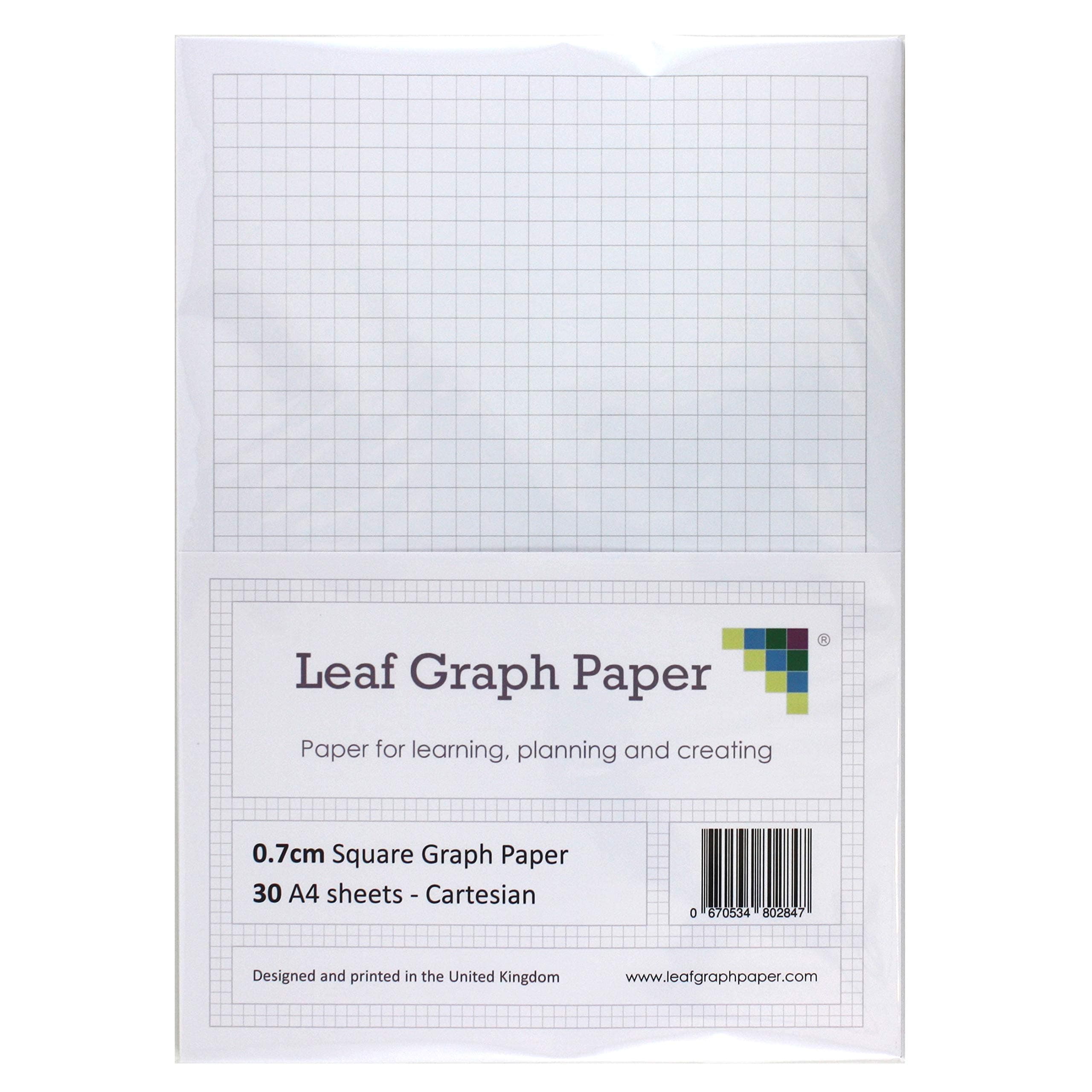 A4 Graph Paper 7mm 0.7cm Squared - 30 Loose-Leaf Sheets - Grey Grid Lines