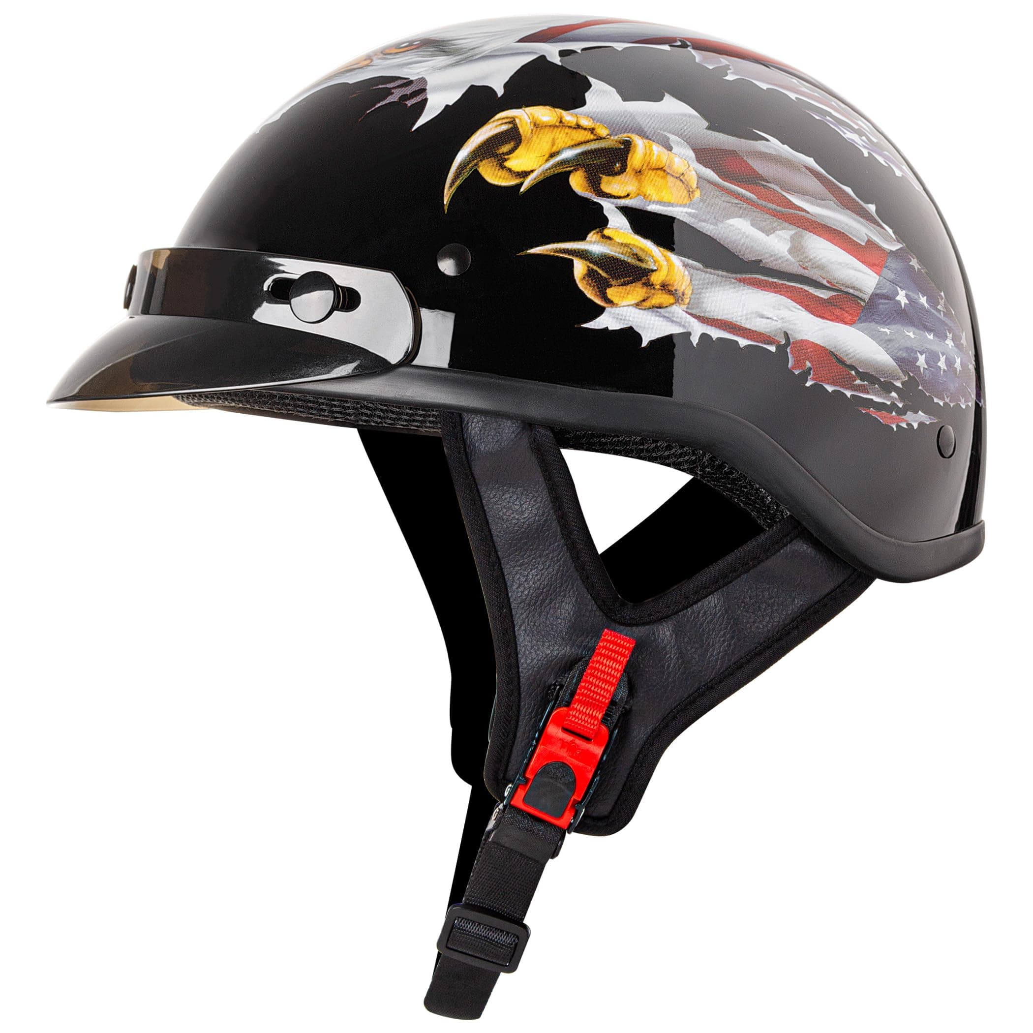 Cartman Cruiser Scooter Motorcycle Half Face Helmet, Patriotic Eagle USA Graphics, DOT Approved for Bike Scooter ATV UTV Chopper, X-Large