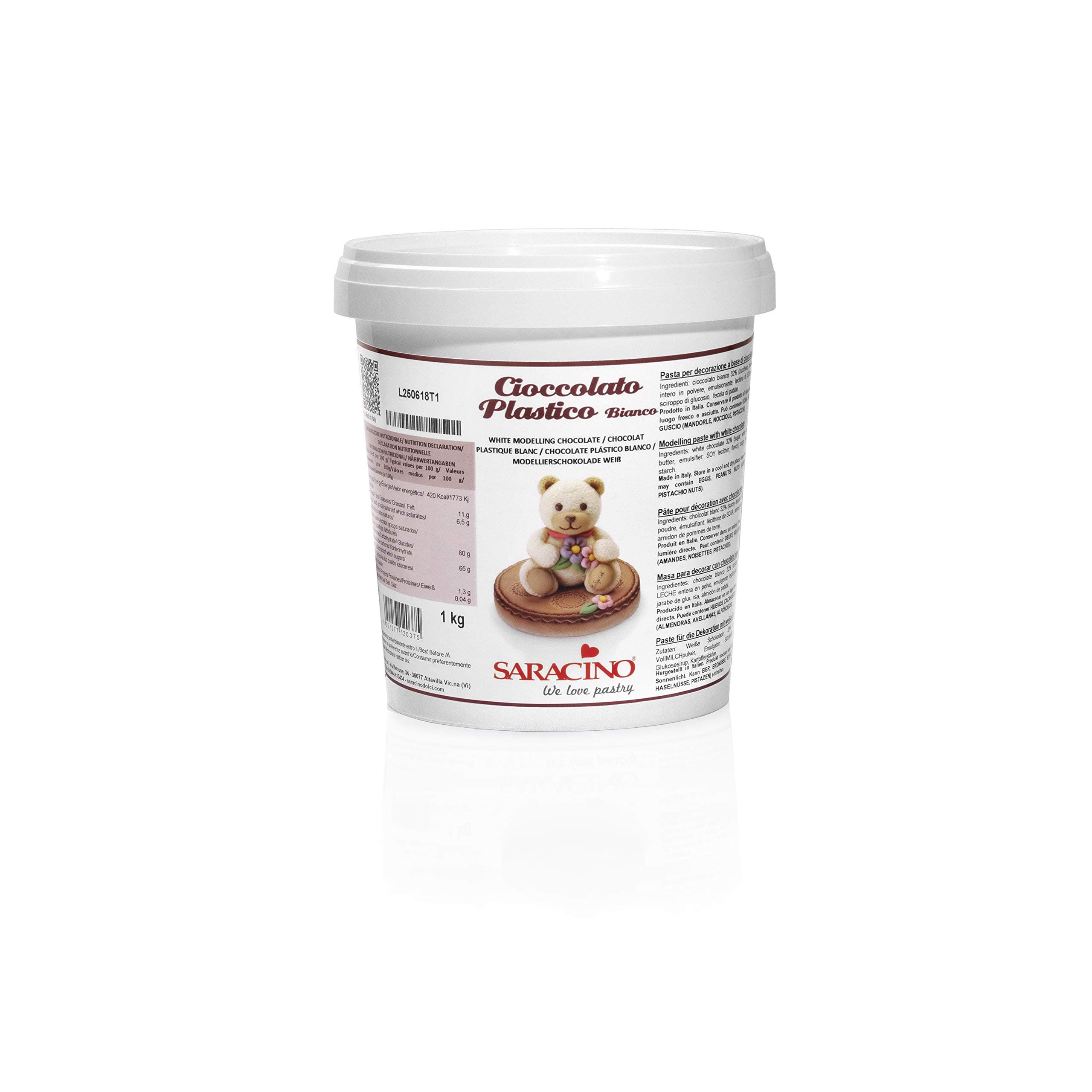 Saracino White Chocolate Modelling Paste for Decorations and Sculptures 1 Kg Made in Italy