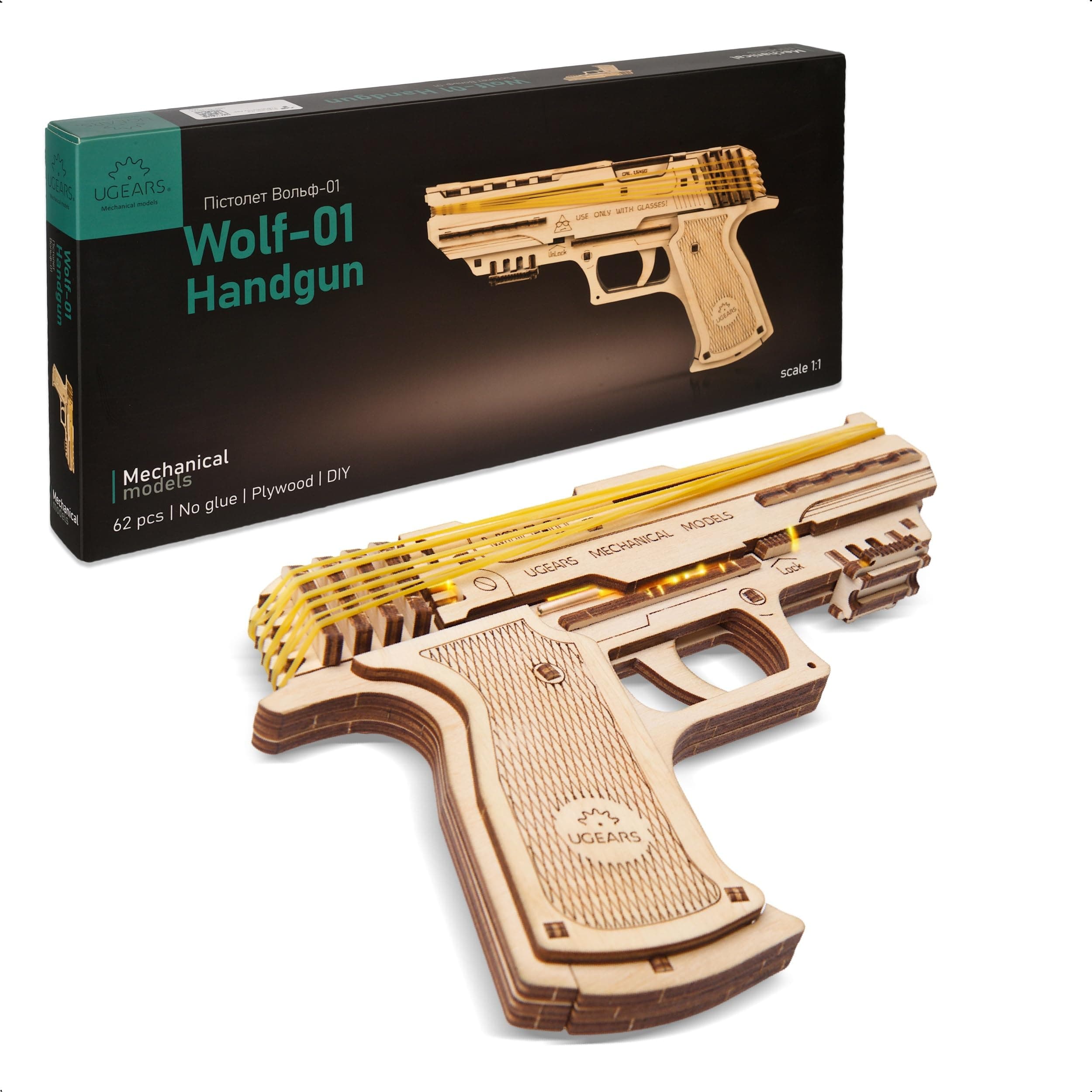 – Ugears, Made in Europe, 3D Wooden Puzzle Gun, Mechanical Model AK47 Building Kit with 62 Parts, DIY, Self-Assembly, Woodcraft Construction Toy, Perfect for Gifting, No Glue Needed, Brown, UGR-70047