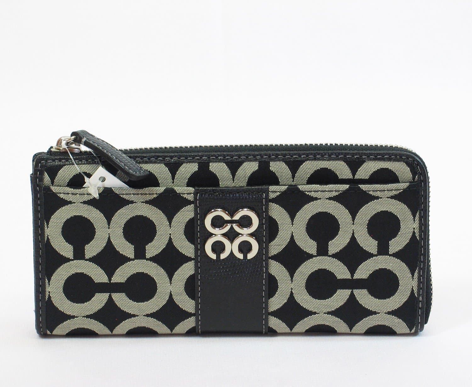 Coach Julia Op Art Slim Wallet 47379 (SV/Black White/Black)