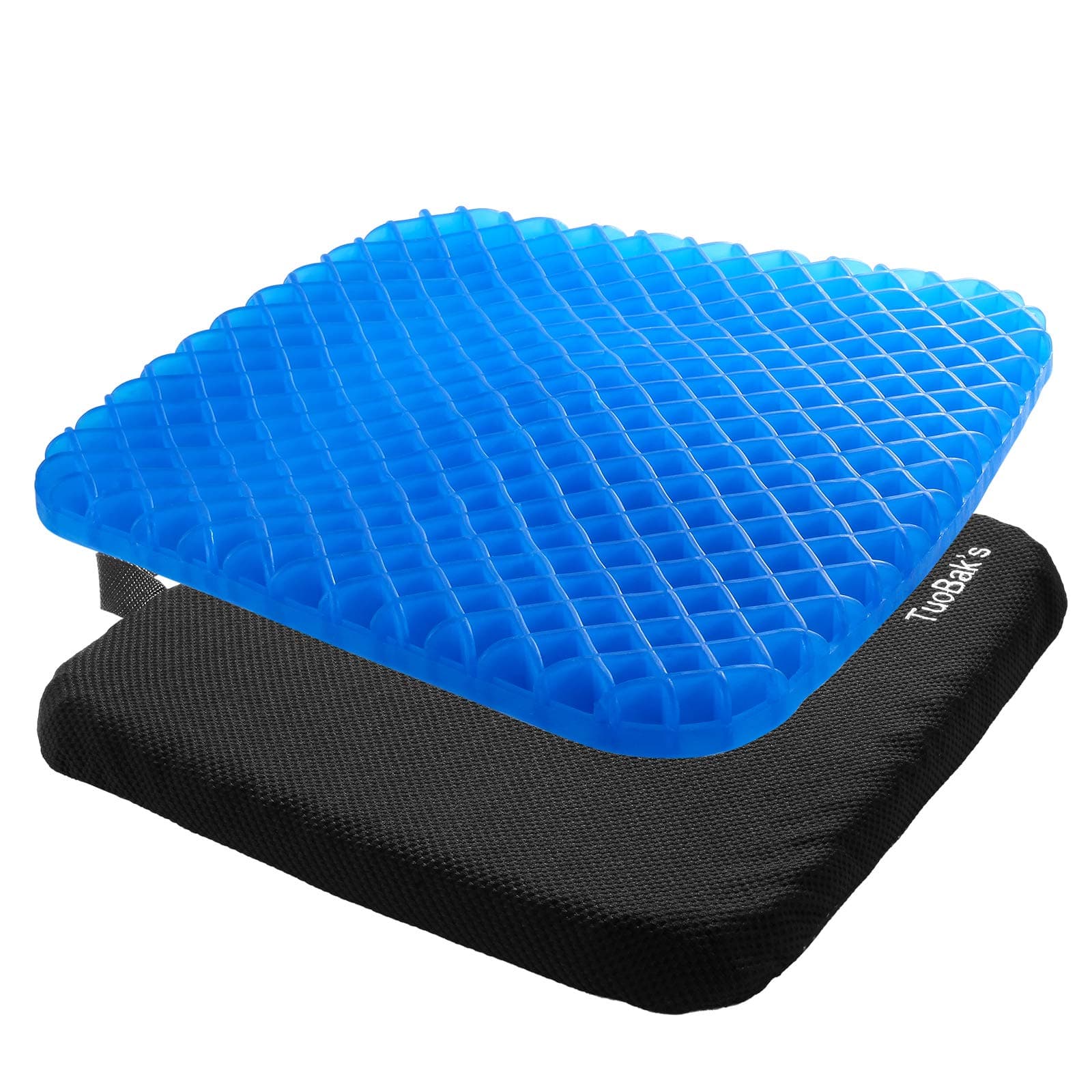 TuoBak's Gel Seat Cushion, Office Chair Cushion for Coccyx Sciatica & Lower Back Pain Pressure Relief - Cool Breathable Lumbar Support Seat Cushion for Car/Office/Home/Wheelchair
