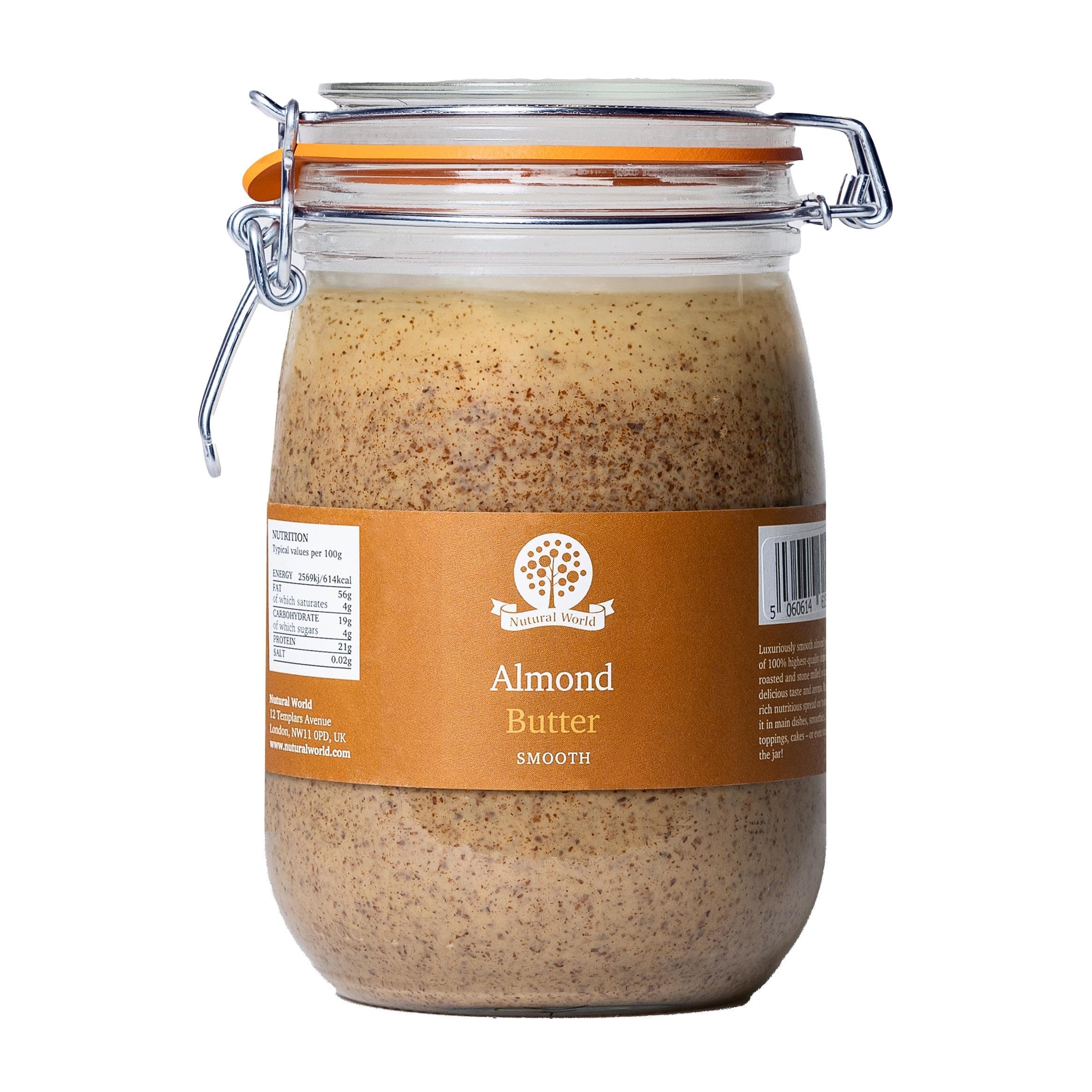 Smooth Almond Nut Butter (1kg) - Glass - *** New Packaging *** - Great Taste Award Winner - 100% Pure - single ingredient