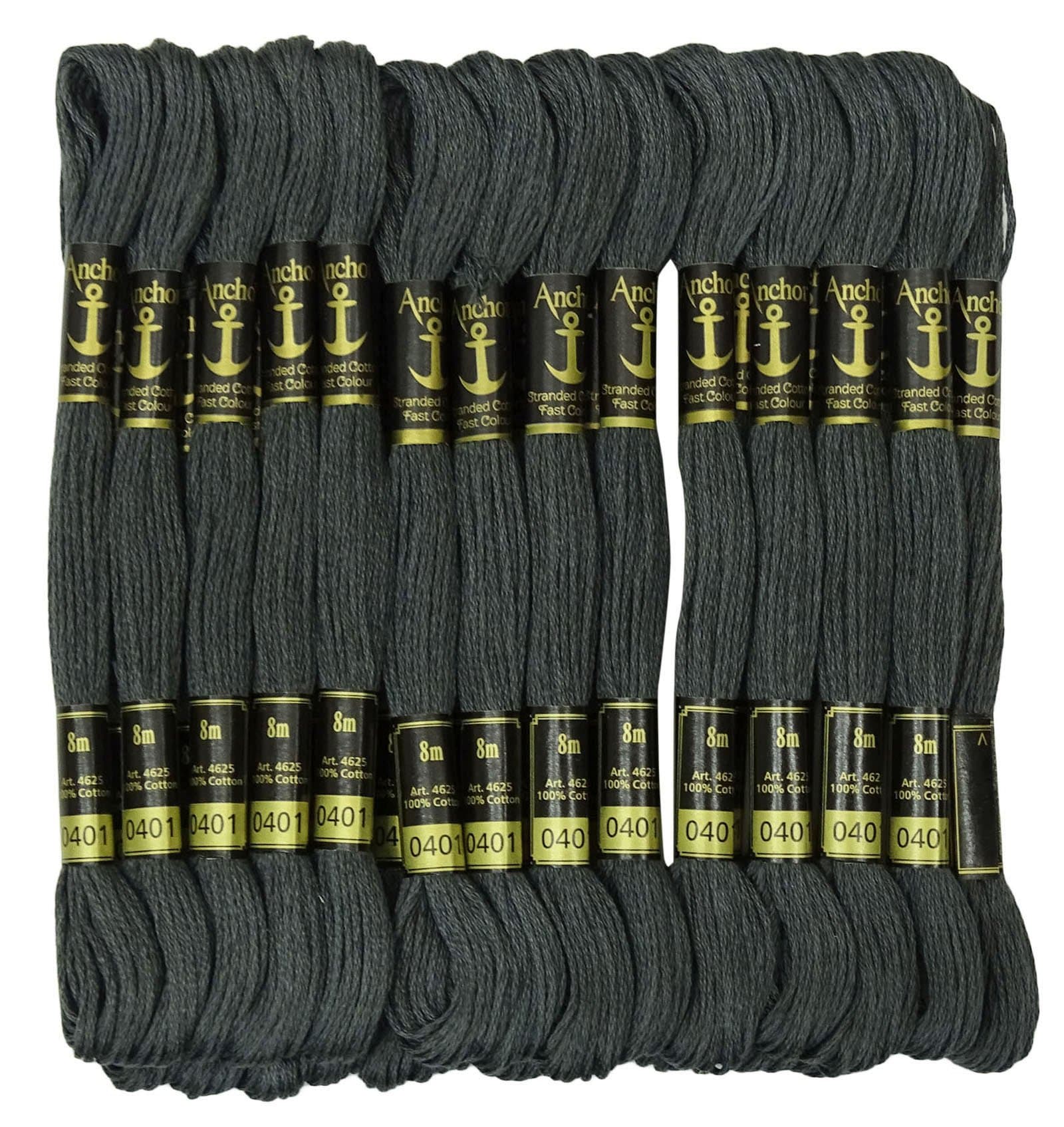 25 x Anchor Cross Stitch Hand Embroidery Floss Stranded Cotton Thread Skeins-Gray