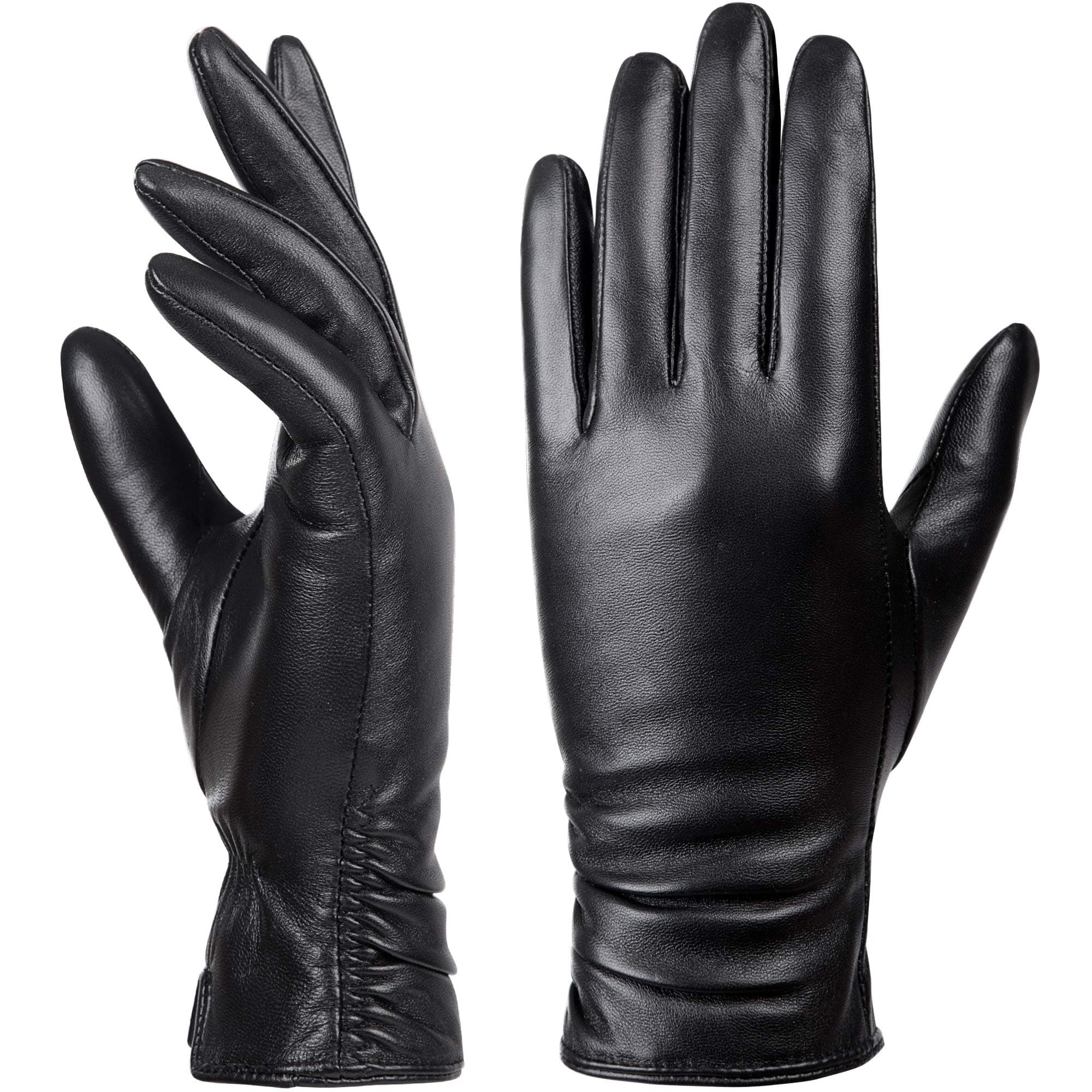 DsaneWomens Winter Leather Touchscreen Texting Warm Driving Lambskin 100% Pure Genuine leather Gloves