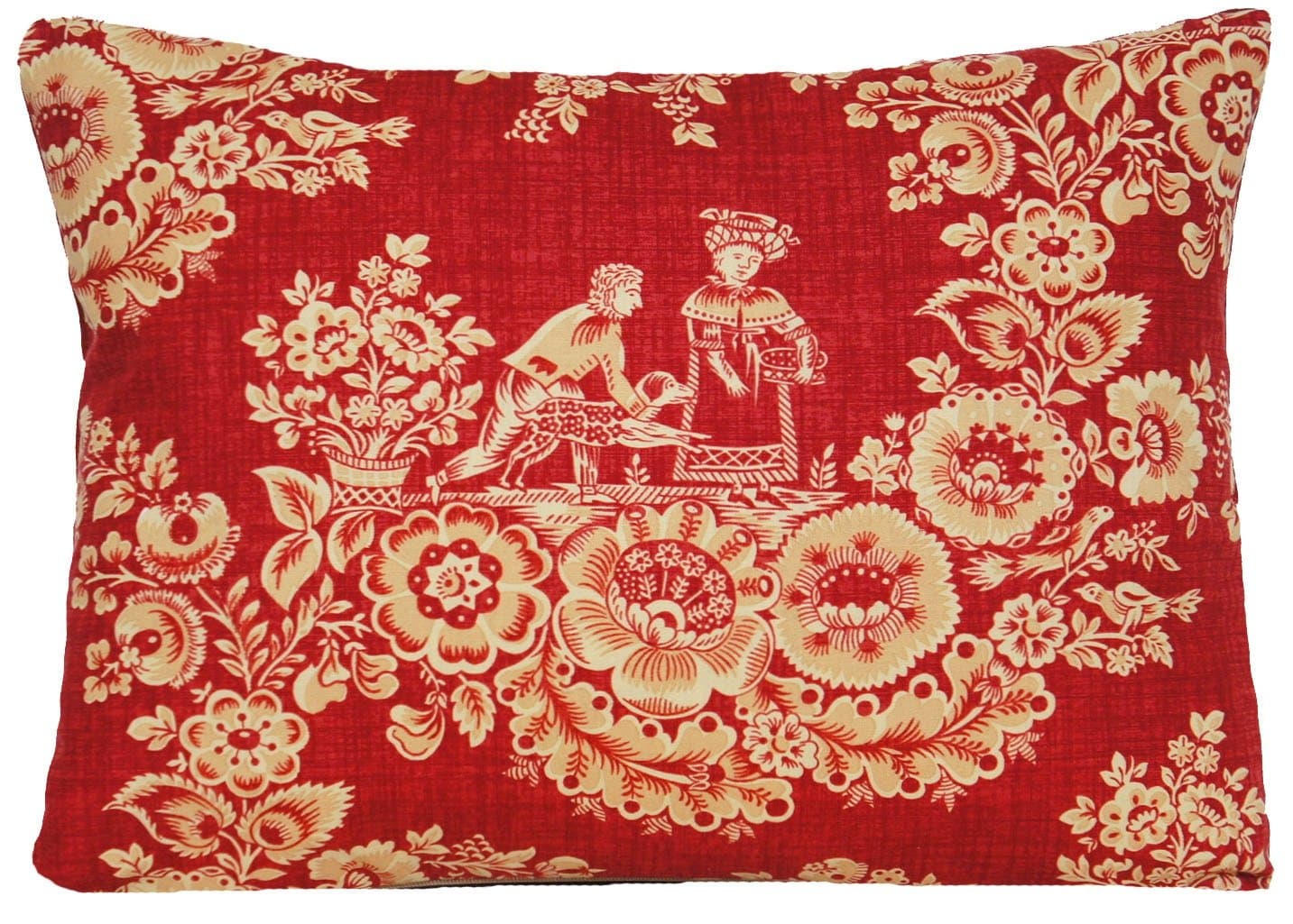 Toile Cushion Cover French Style Red Decorative Pillow Case Les Romantiques Marvic Vintage Style