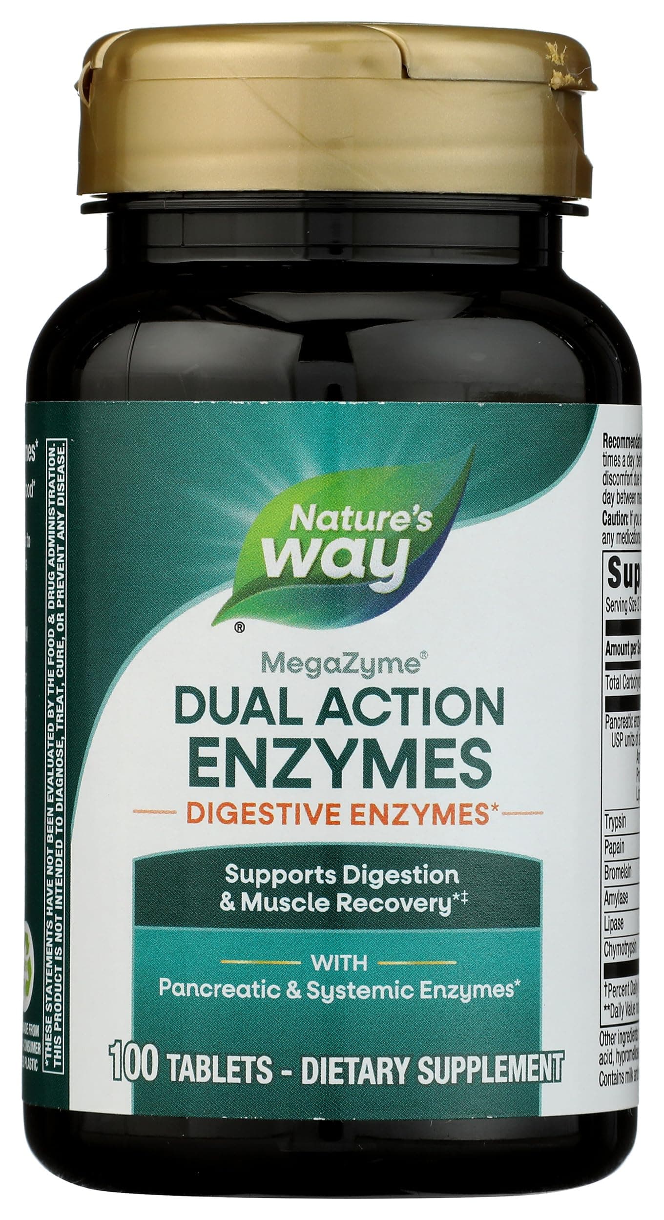 Nature's Way Mega-Zyme, Pancreatic & Systemic Enzymes*, Relieves Occasional Muscle Soreness Due to Overexertion and Exercise,* Digestive Support*, 100 Tablets (Packaging May Vary)