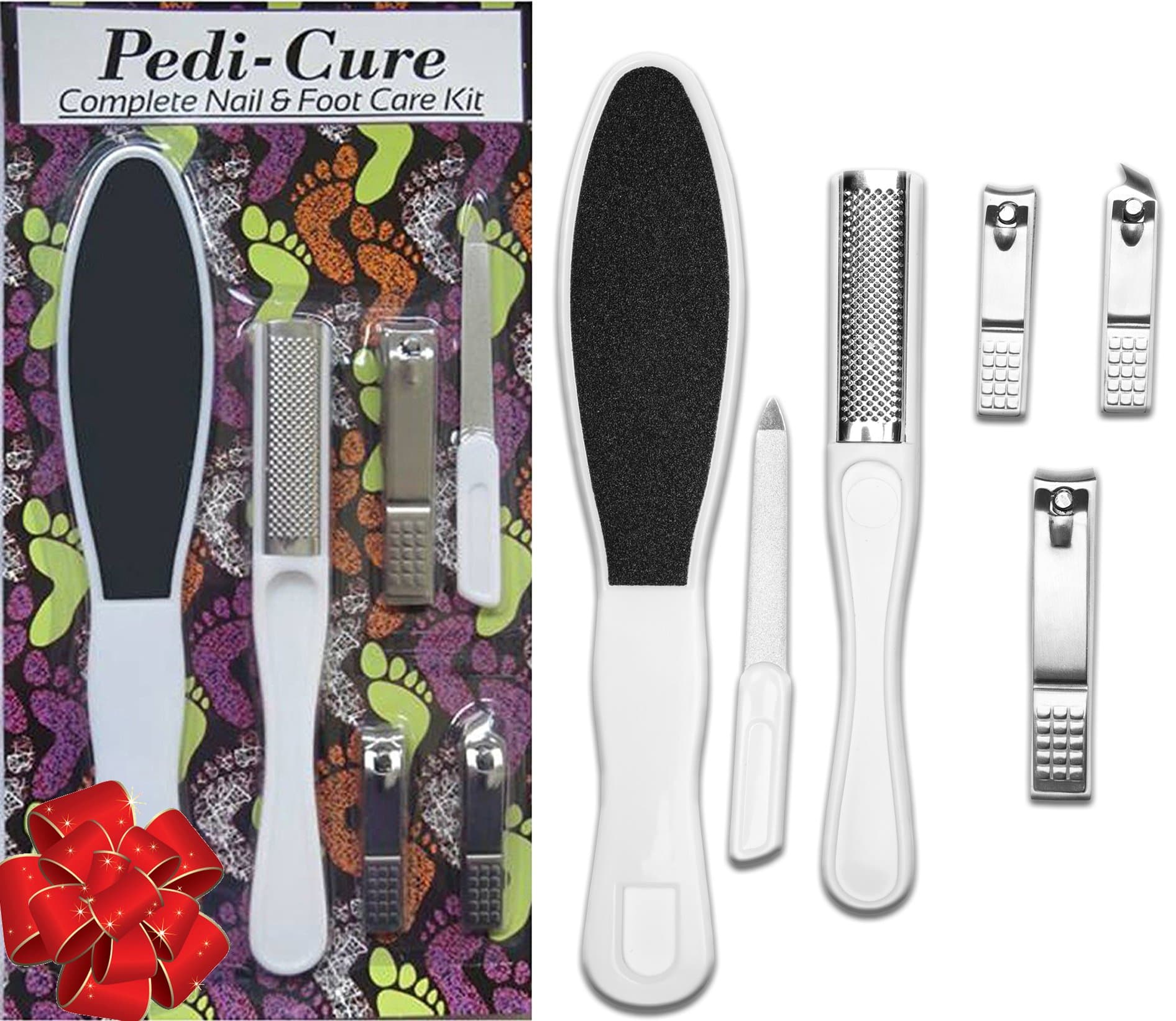 Essential Pedicure Set,6pc Gift Set.Pedicure Rasp & Foot File,Callus Remover,Specialized Nail Clipper Set,Sapphire Nail File Super Stocking Stuffers.Great Christmas, Gift Idea for Women,Men,