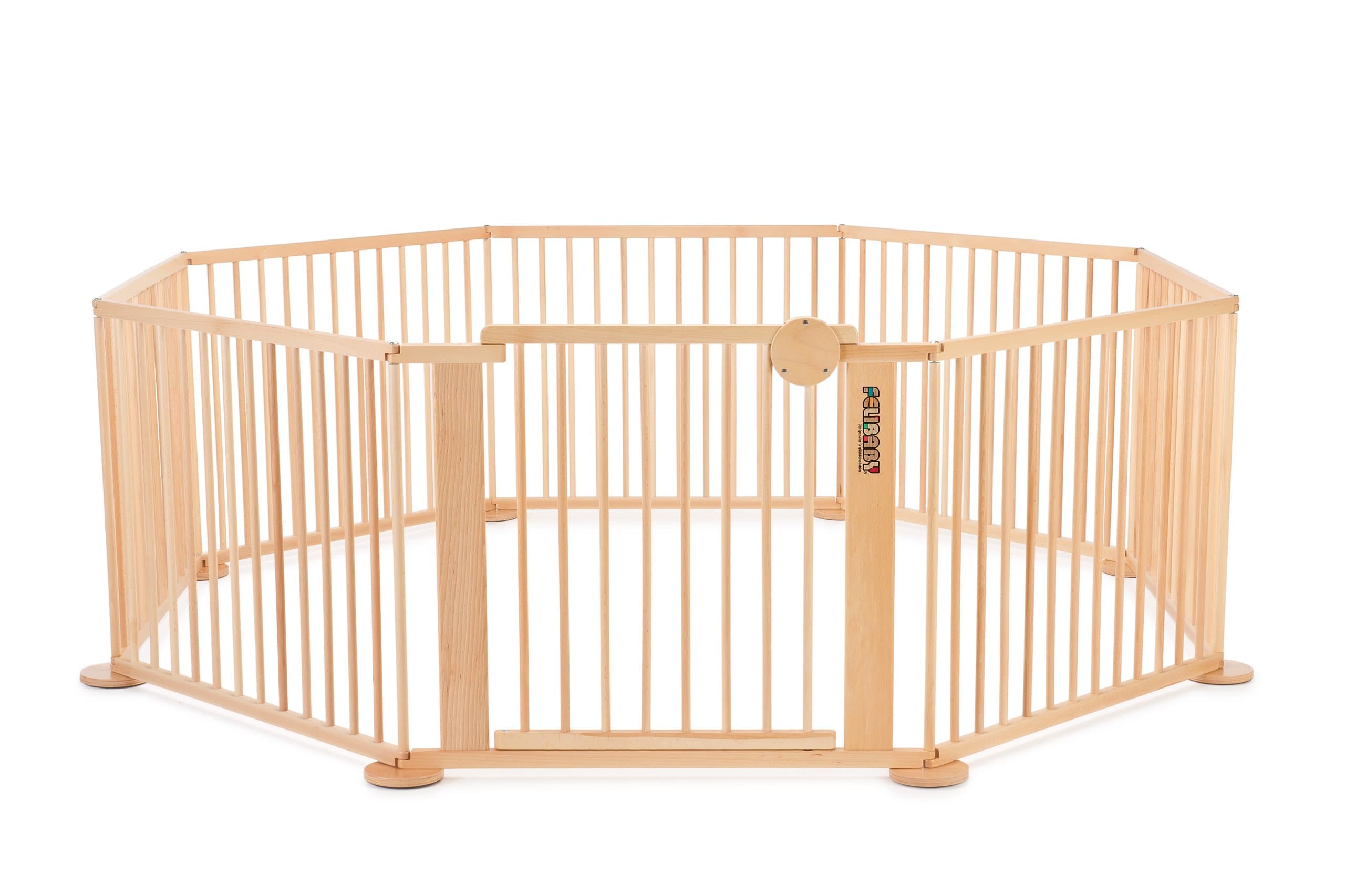 Strolch AM017 Configuration Playpen 1plus7 Can be Used as Crawling Fence Solid European Beech