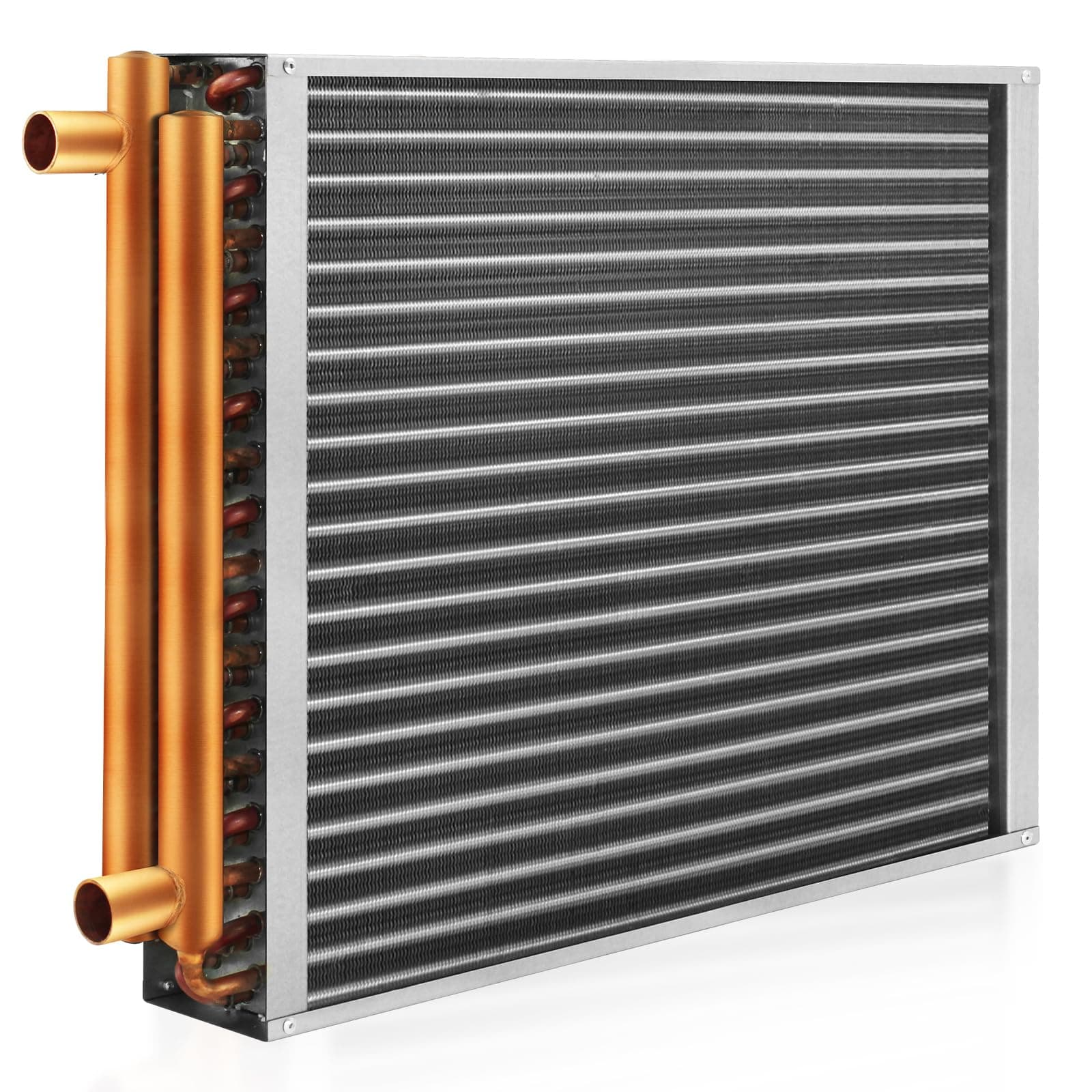 Water to Air Heat Exchanger 12x12 with 1" Copper Ports for Outdoor Wood Furnaces, Residential Heating and Cooling, and Forced Air Heating