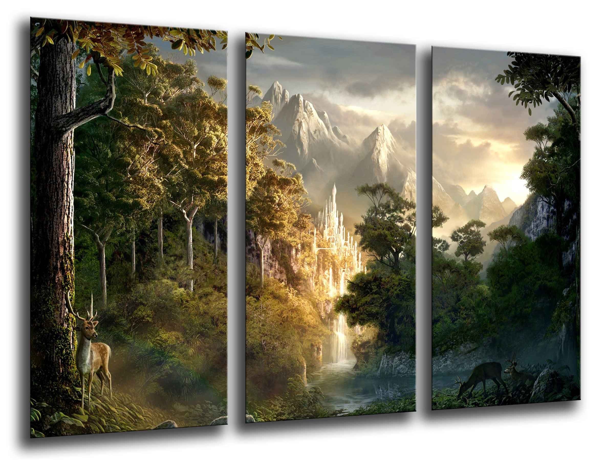 Cuadros Camara Multi Wood Printings Art Print Box Framed Picture Wall Hanging - (Total Size: 38 x 24.4 in), The Lord of The Rings - Framed and Ready to Hang - ref. 26222